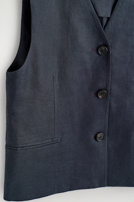 LINEN WAISTCOAT — NAVY 5