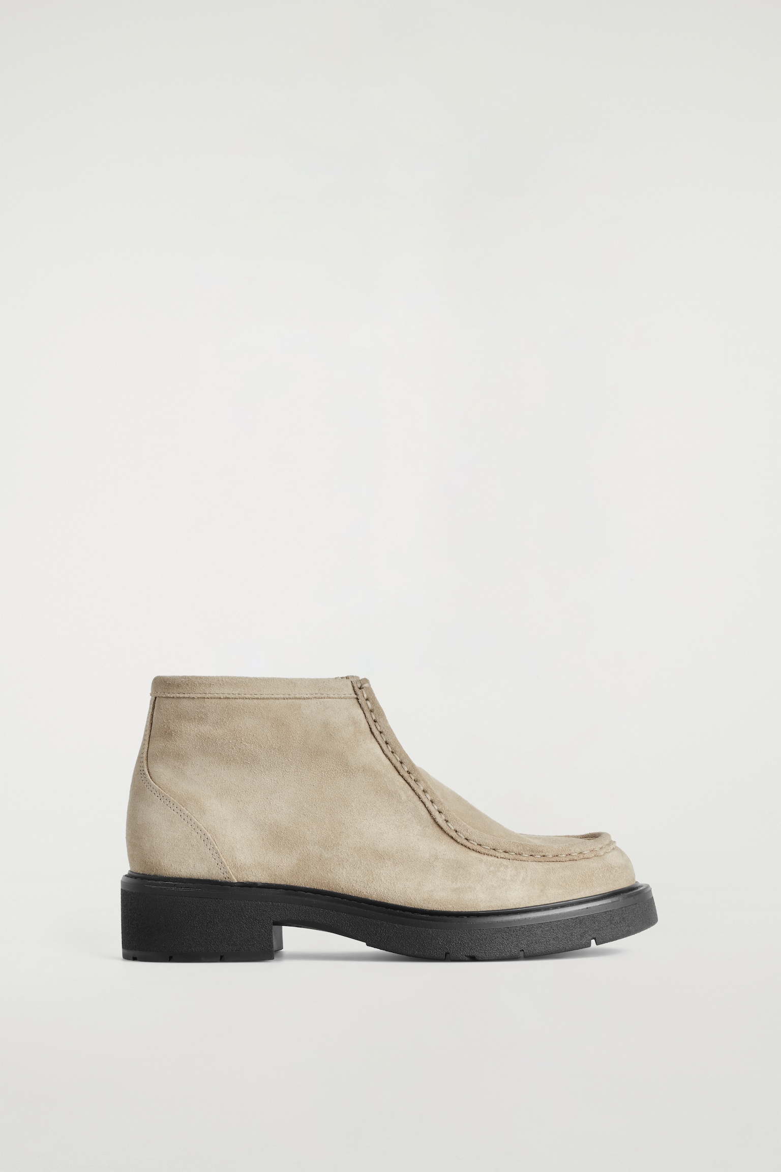LACE-UP SUEDE ANKLE BOOTS - BEIGE/BLACK - 2