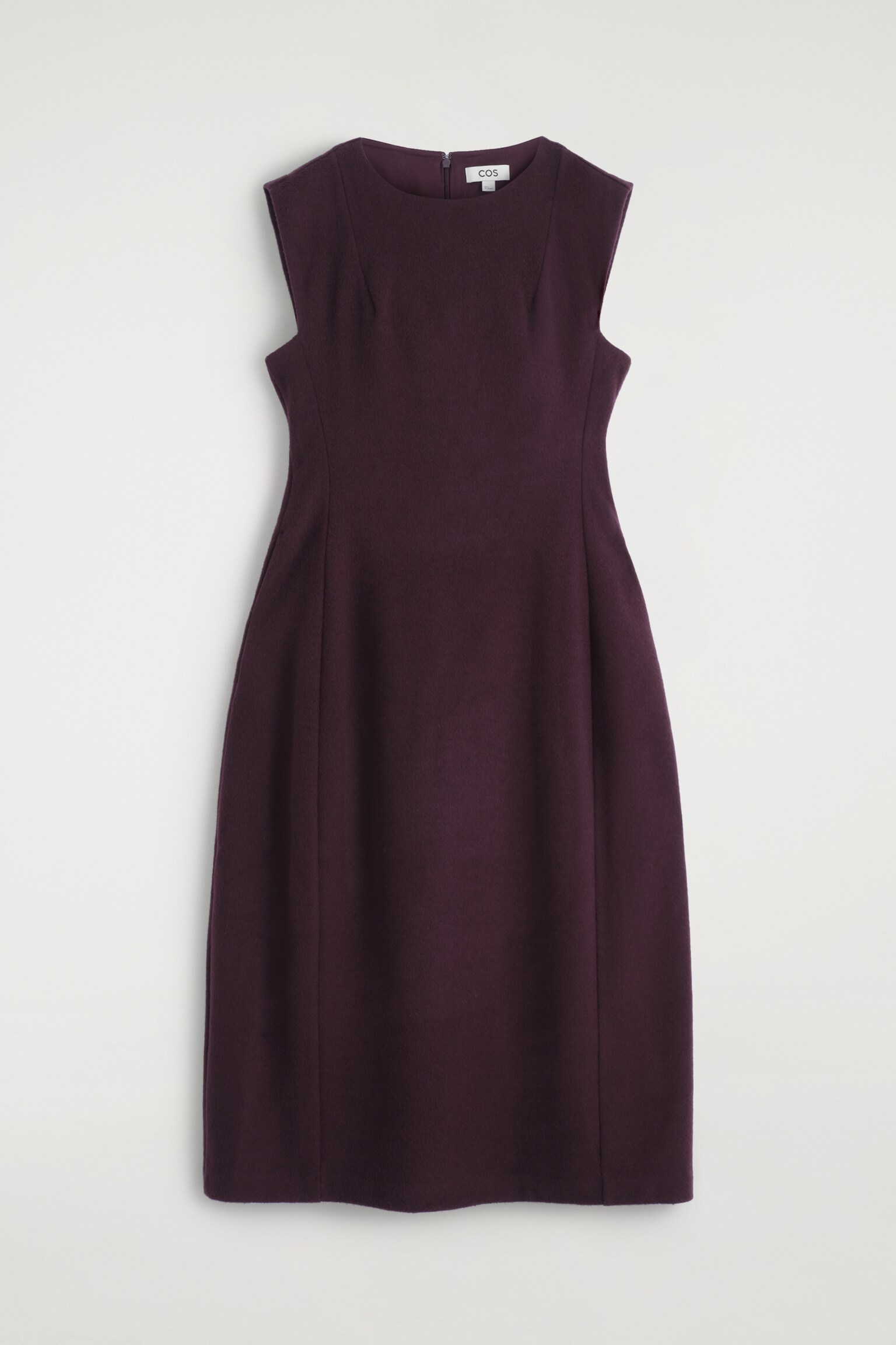 SCULPTED BRUSHED-WOOL MIDI DRESS - BURGUNDY/NAVY - 2