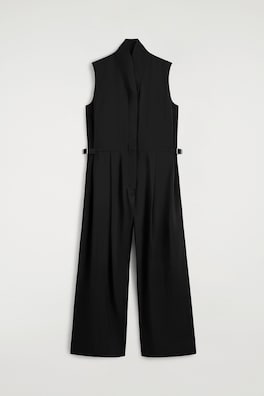 SHAWL-COLLAR UTILITY JUMPSUIT — BLACK 6