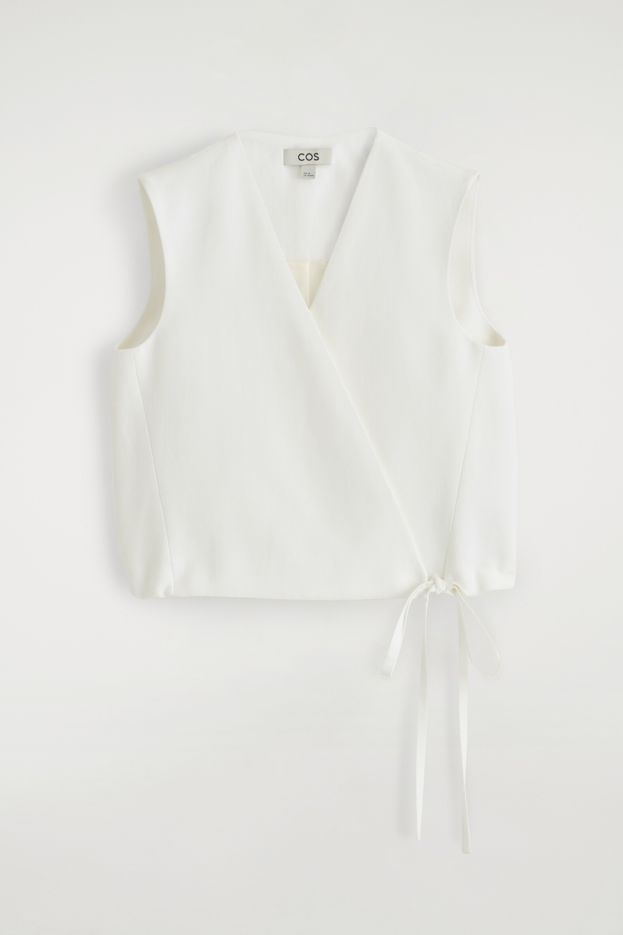 Ingrandisci l'immagine: TIE-DETAIL LINEN-BLEND WRAP WAISTCOAT - WHITE - DONNA | H&M CH 6