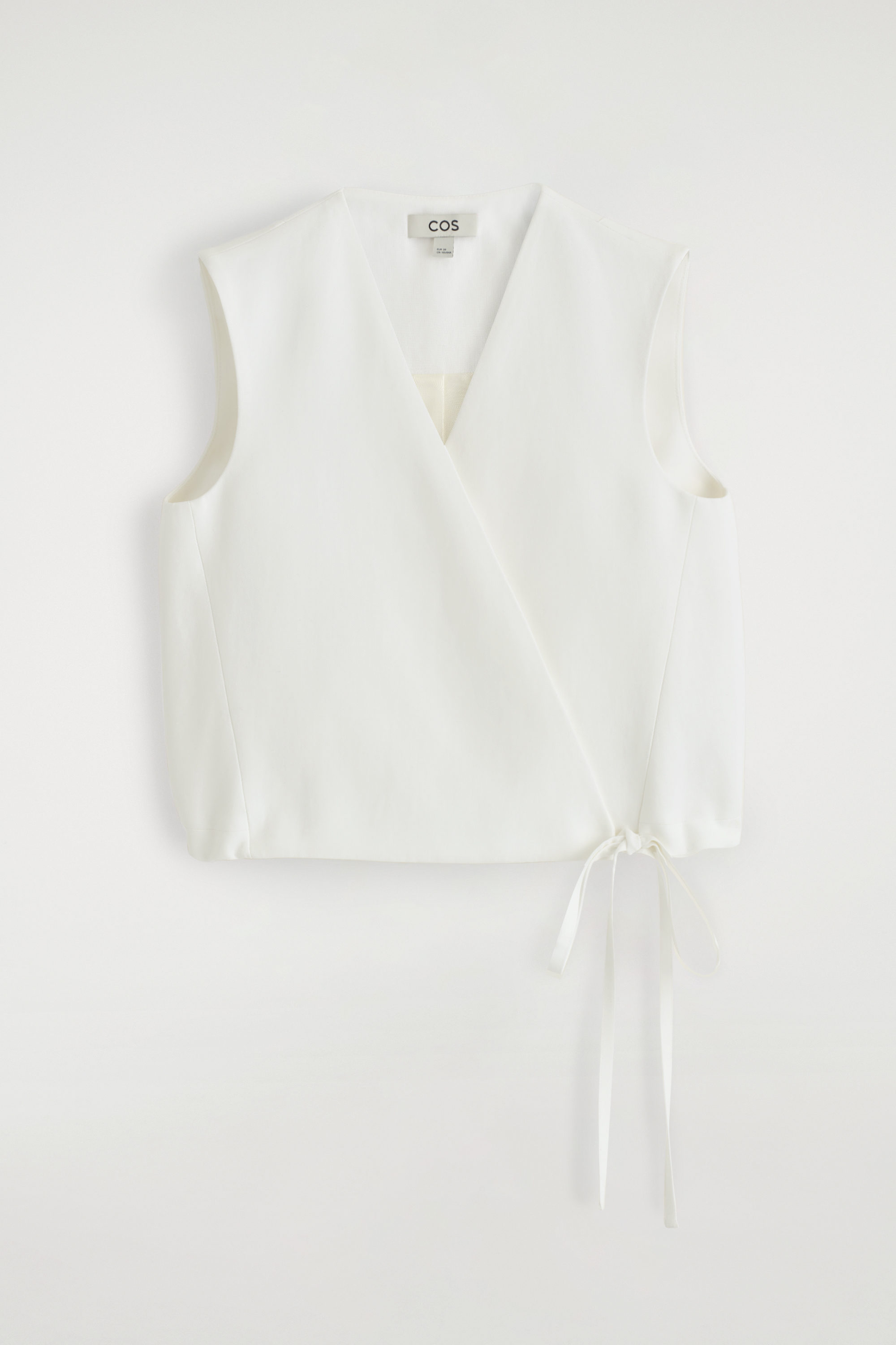 TIE-DETAIL LINEN-BLEND WRAP VEST - WHITE | COS