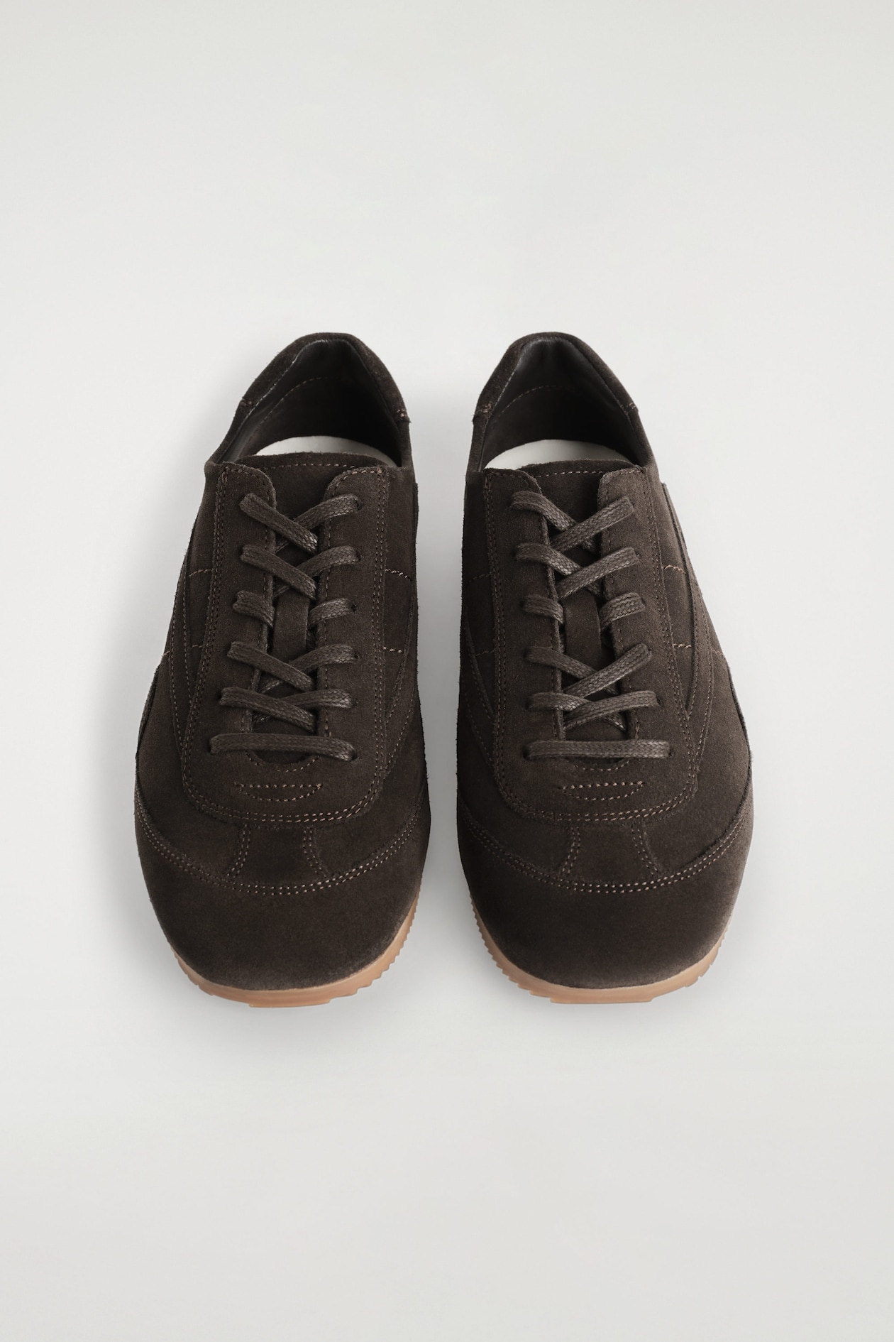 MINIMAL LEATHER TRAINERS — DARK BROWN