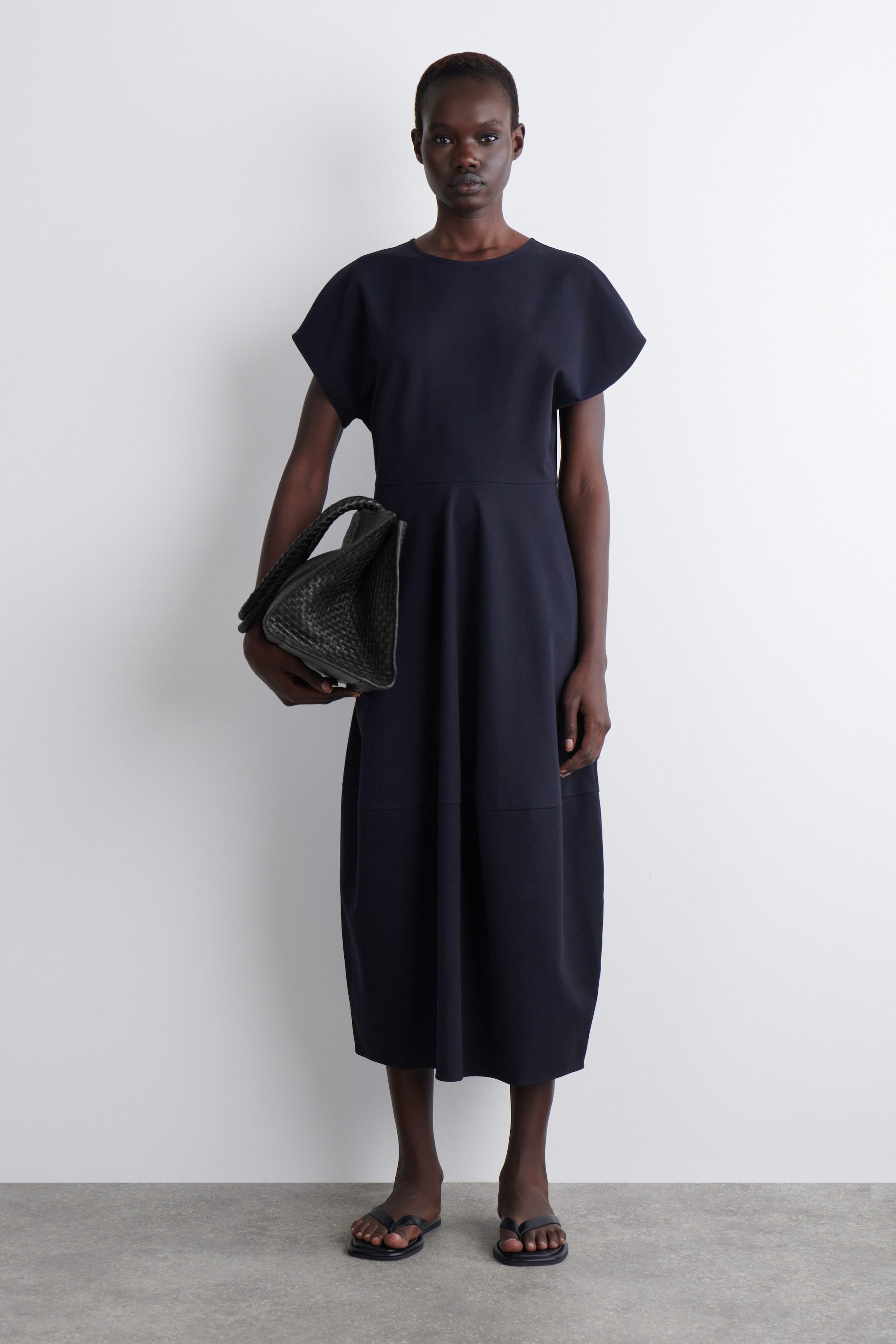 SCULPTED COTTON MIDI DRESS