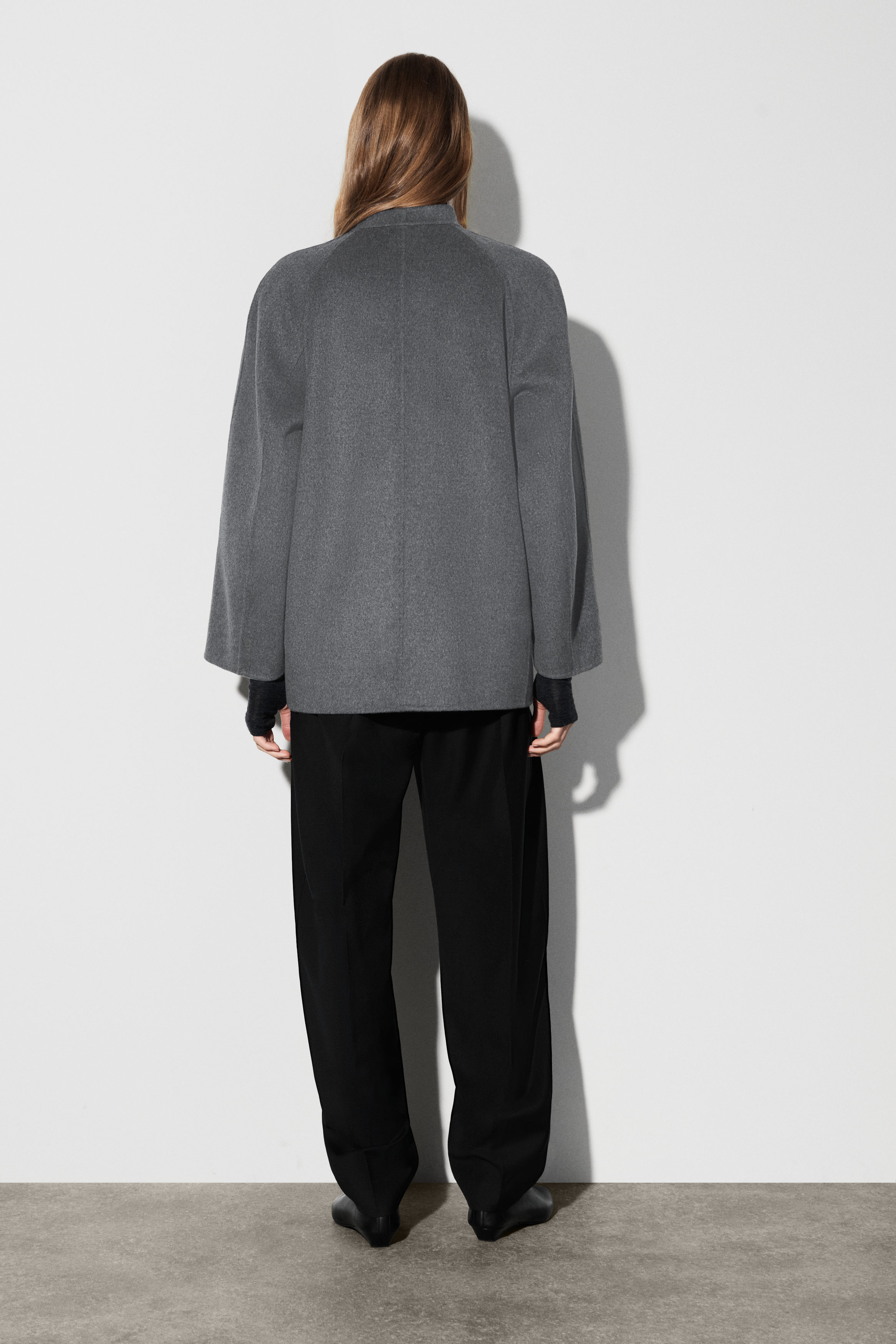 ROUNDED DOUBLE-FACED WOOL JACKET - GRAY MÉLANGE | COS US