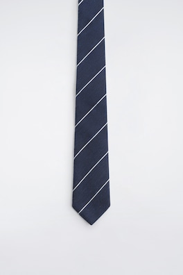 STRIPED SILK TIE — NAVY / STRIPED 7