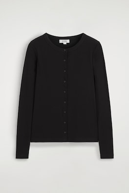 JERSEY CARDIGAN TOP — BLACK 8