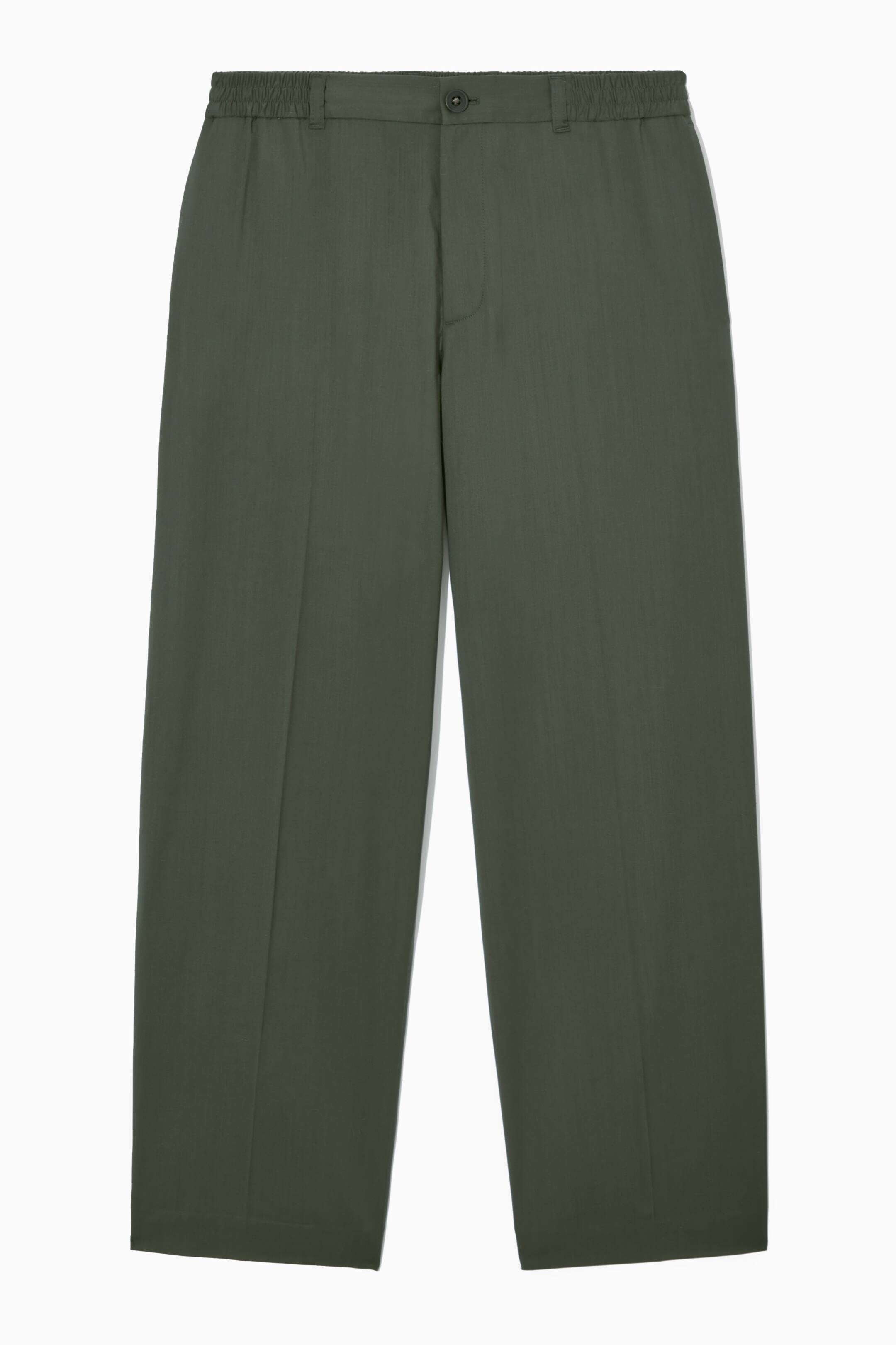 View larger image: WOOL STRAIGHT-LEG TROUSERS - DARK GREEN - Men | H&M GB 1