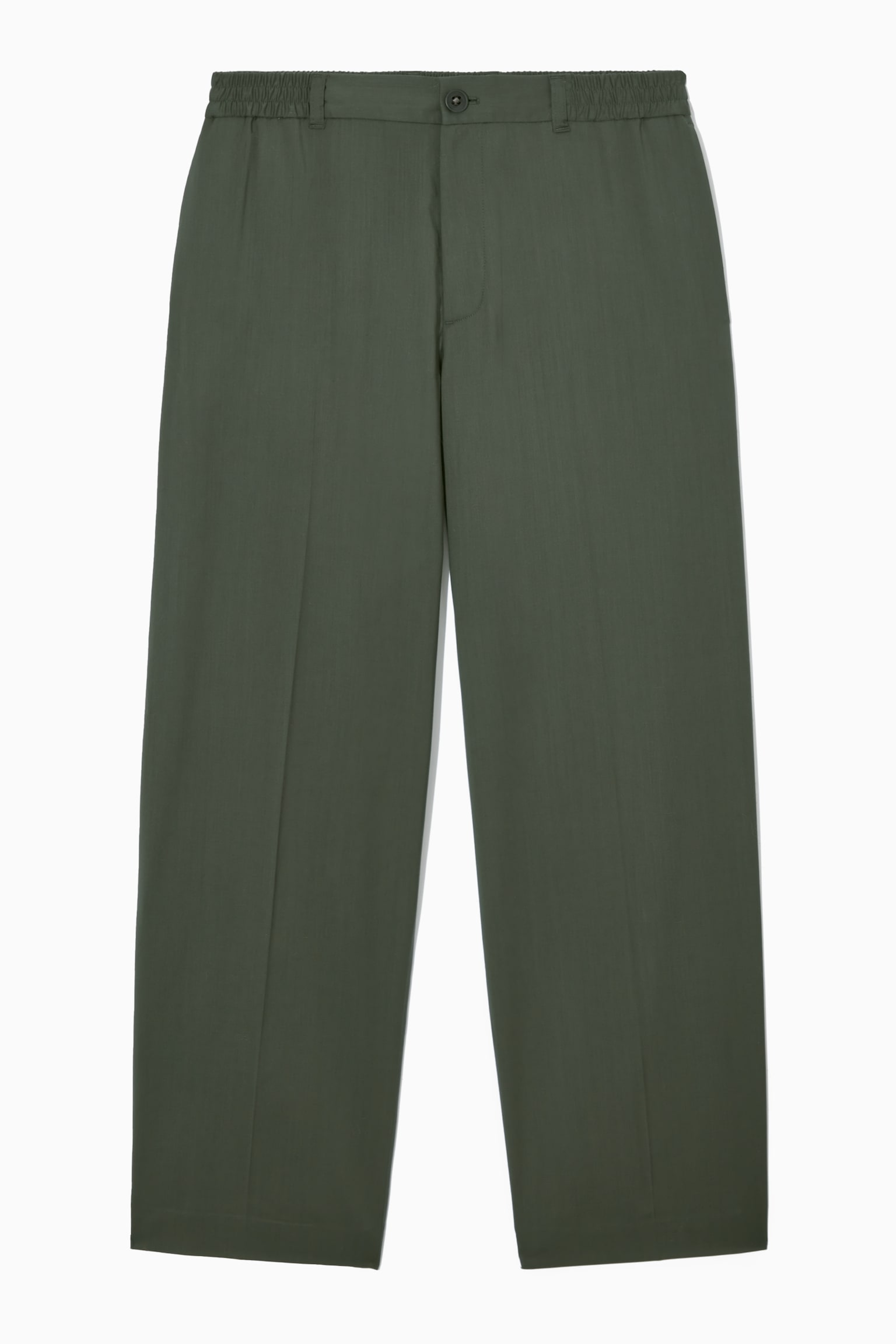 WOOL STRAIGHT-LEG TROUSERS - DARK GREEN