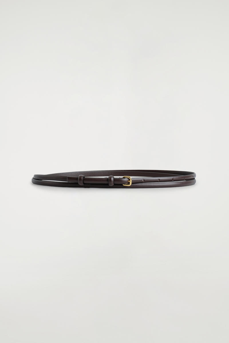 Cos Double-wrap Skinny Leather Belt In Brown