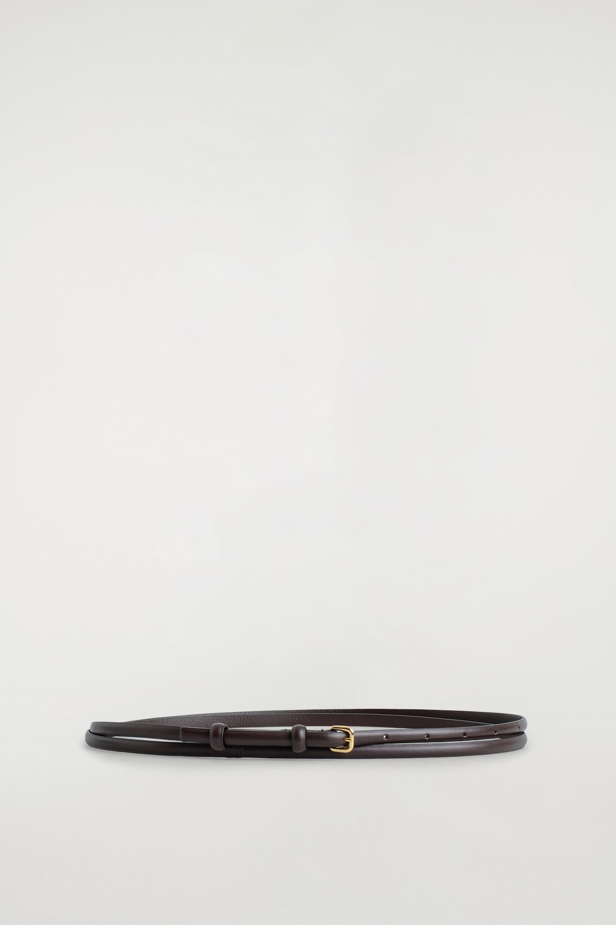 DOUBLE-WRAP SKINNY LEATHER BELT — BROWN