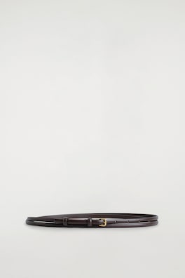 DOUBLE-WRAP SKINNY LEATHER BELT — BROWN 3