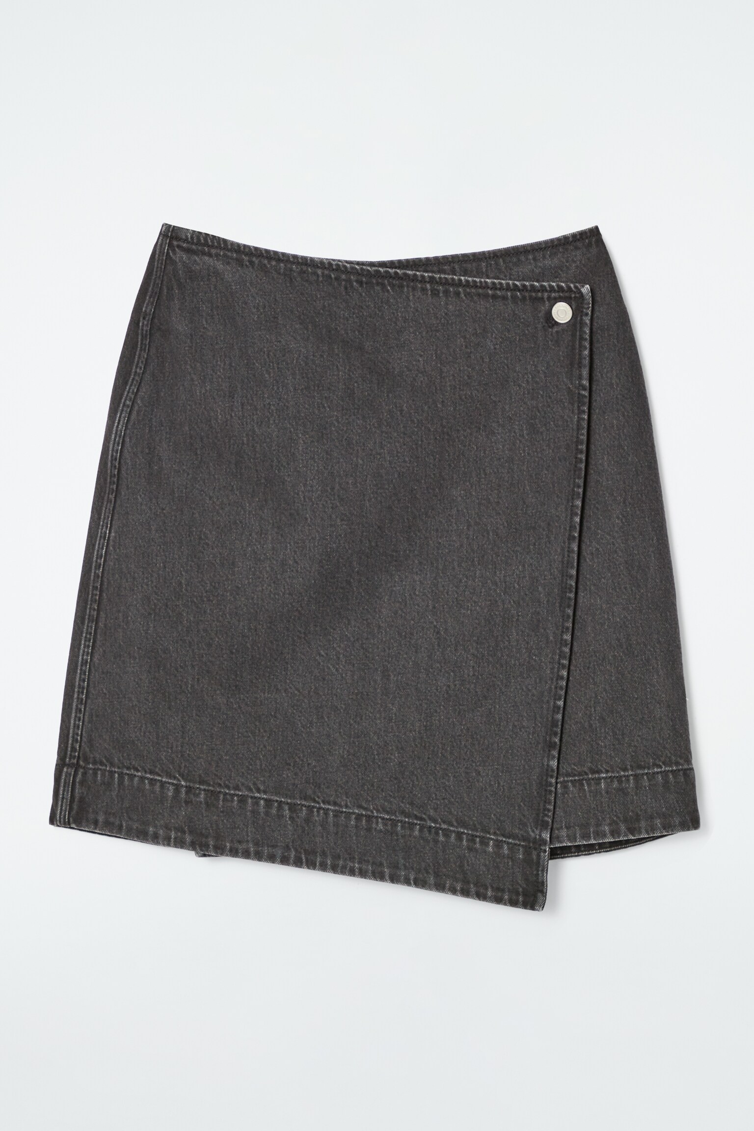 DENIM MINI WRAP SKIRT - WASHED BLACK