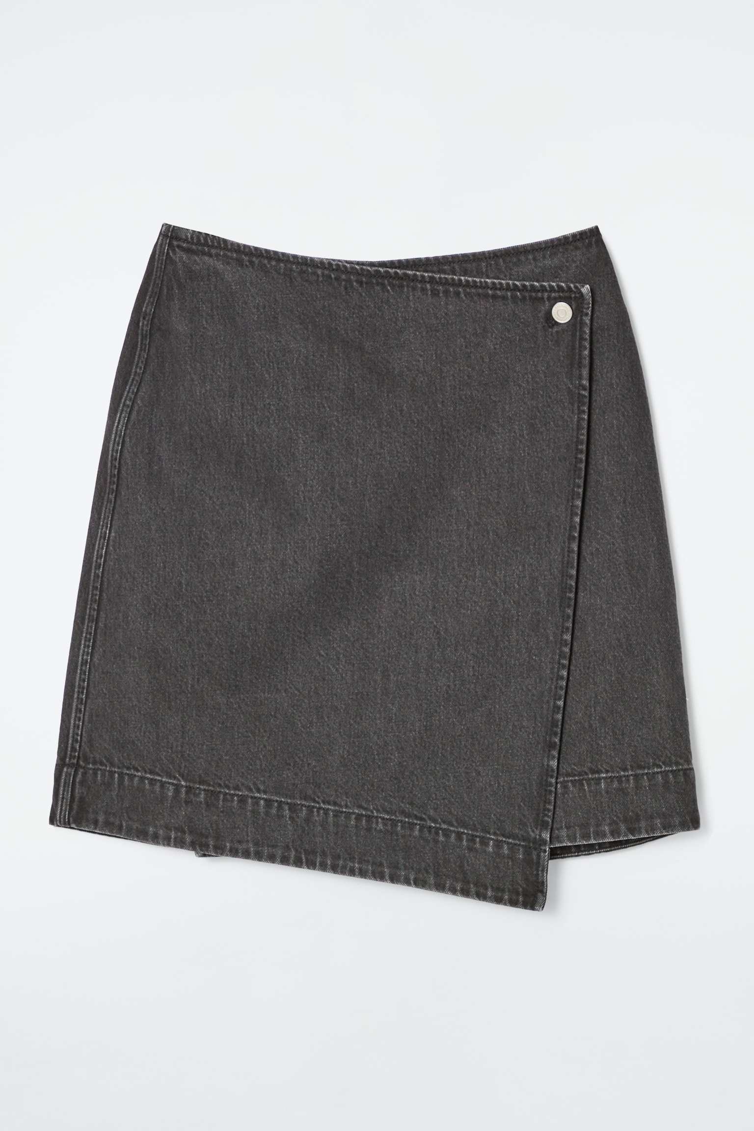 DENIM MINI WRAP SKIRT - WASHED BLACK