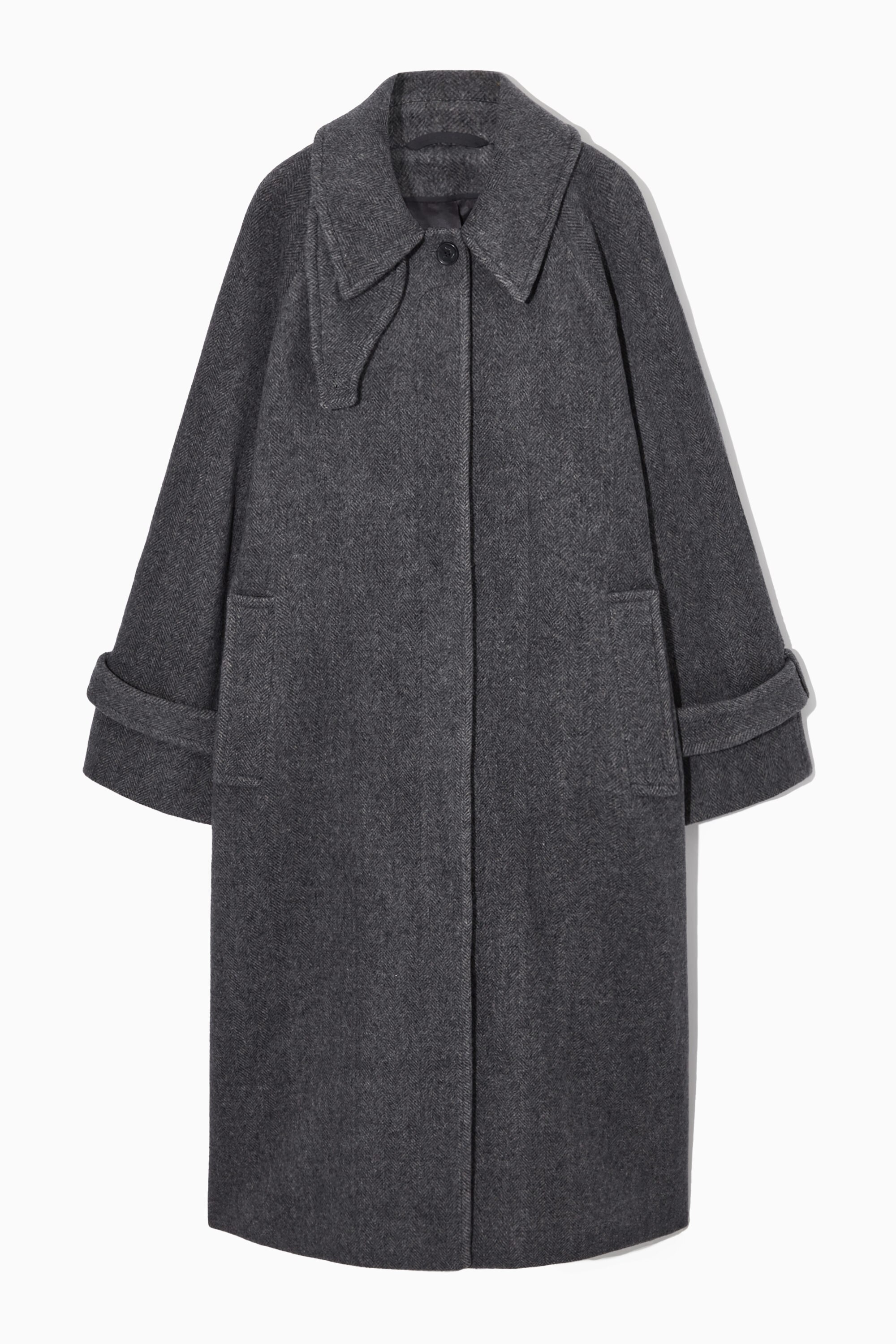 OVERSIZED ROUNDED WOOL COAT - DARK GRAY MÉLANGE | COS
