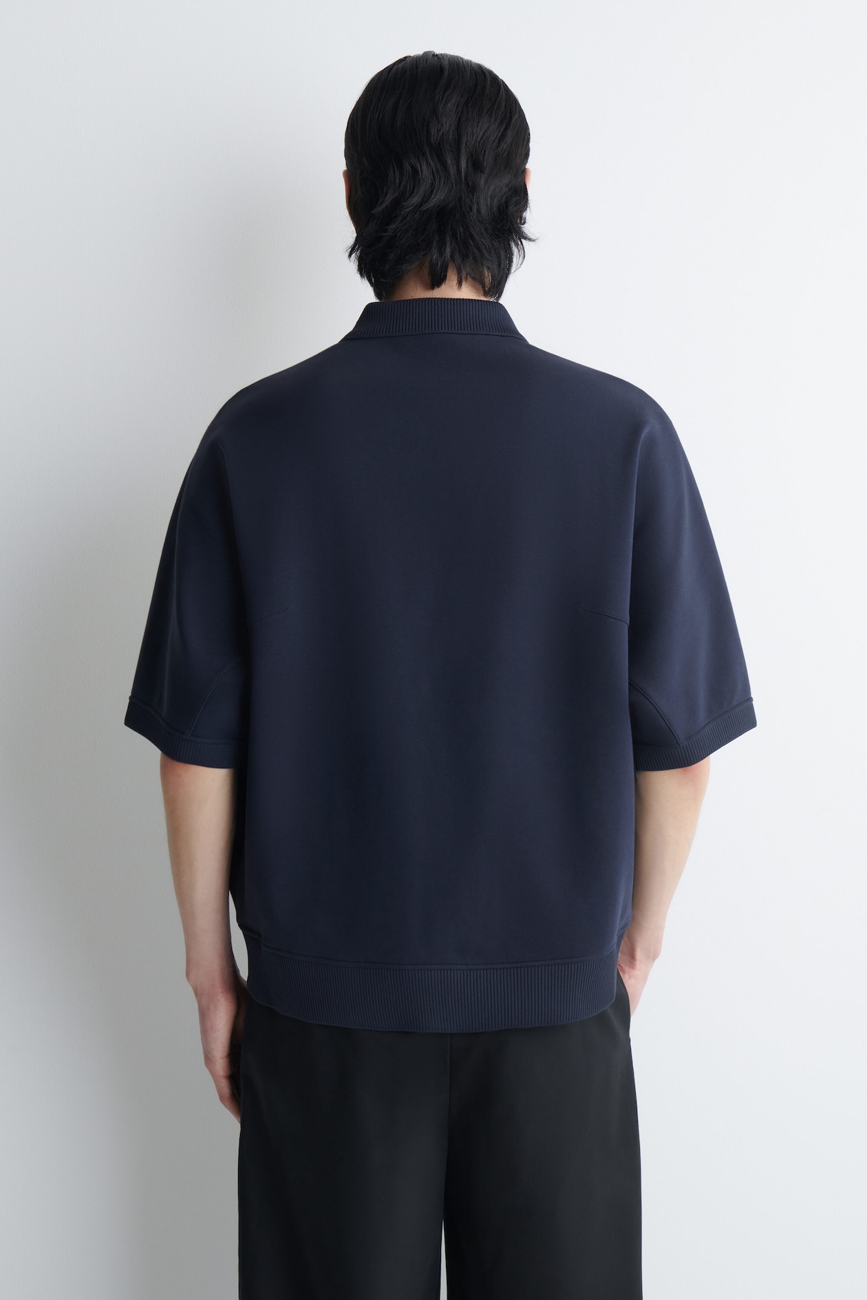 SCUBA-JERSEY POLO SHIRT — NAVY