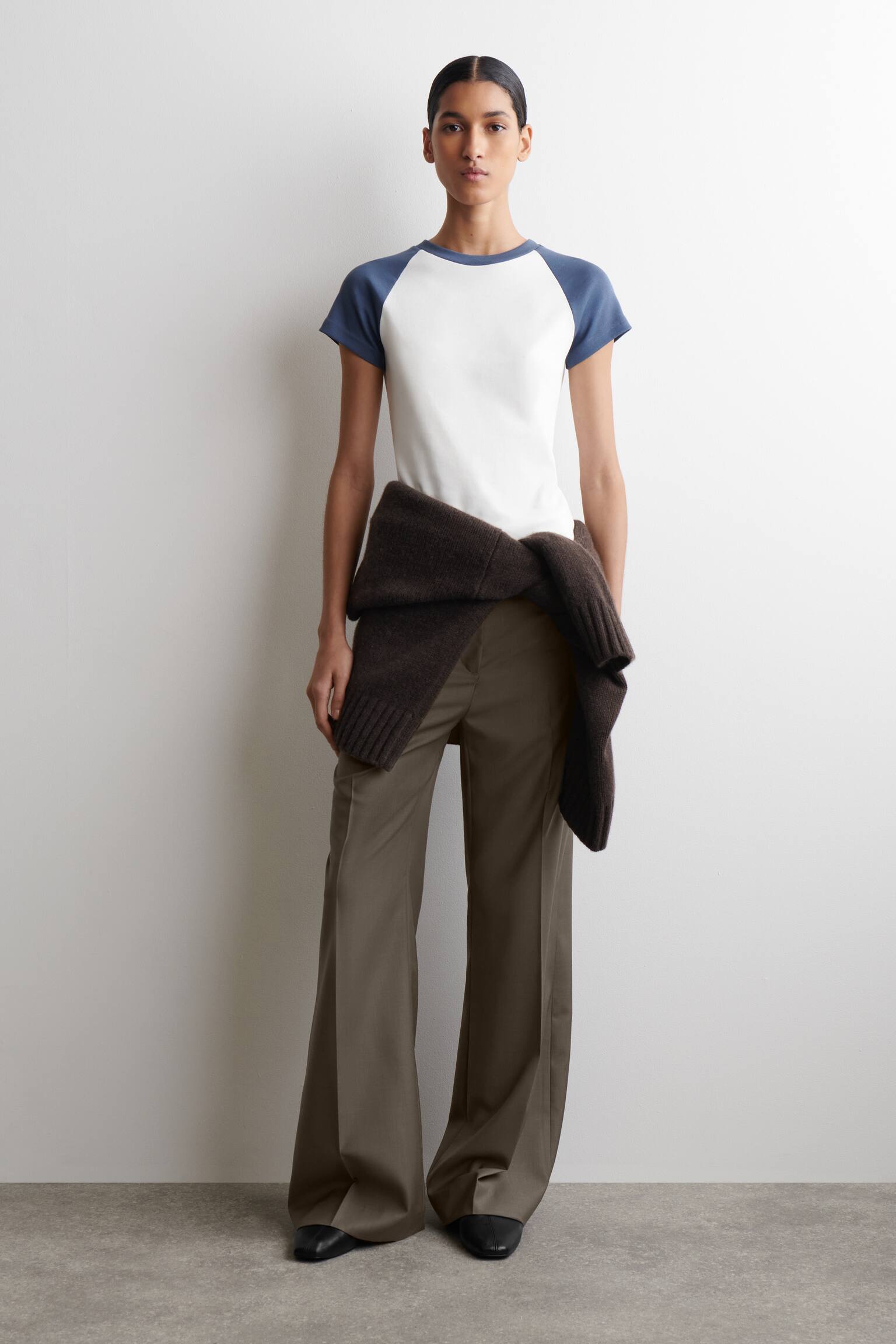 T-SHIRT SLIM IN COTONE - BIANCO / BLU - 5