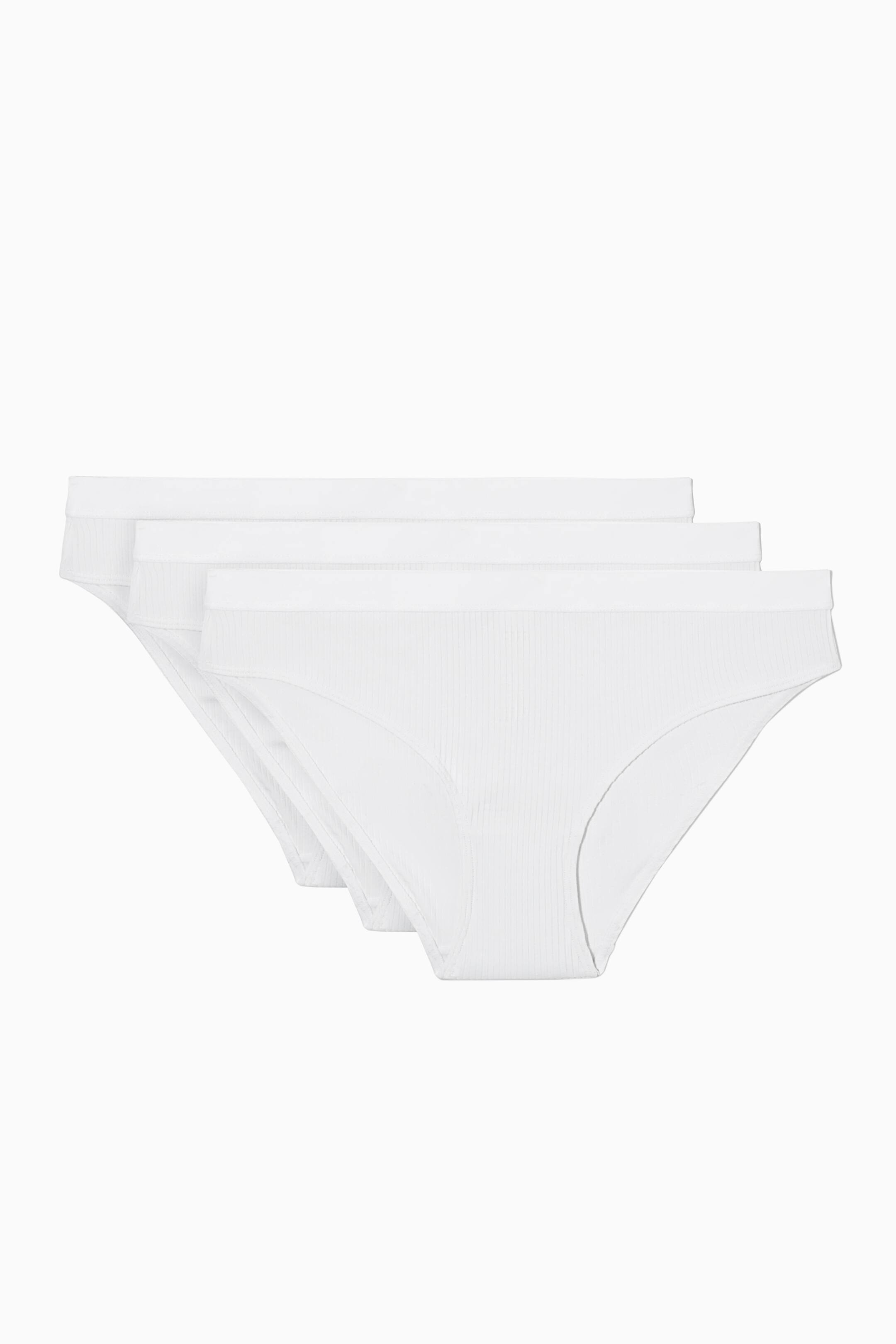 Visa större bild: RIBBADE TROSOR I 3-PACK - WHITE - DAM | H&M FI 1