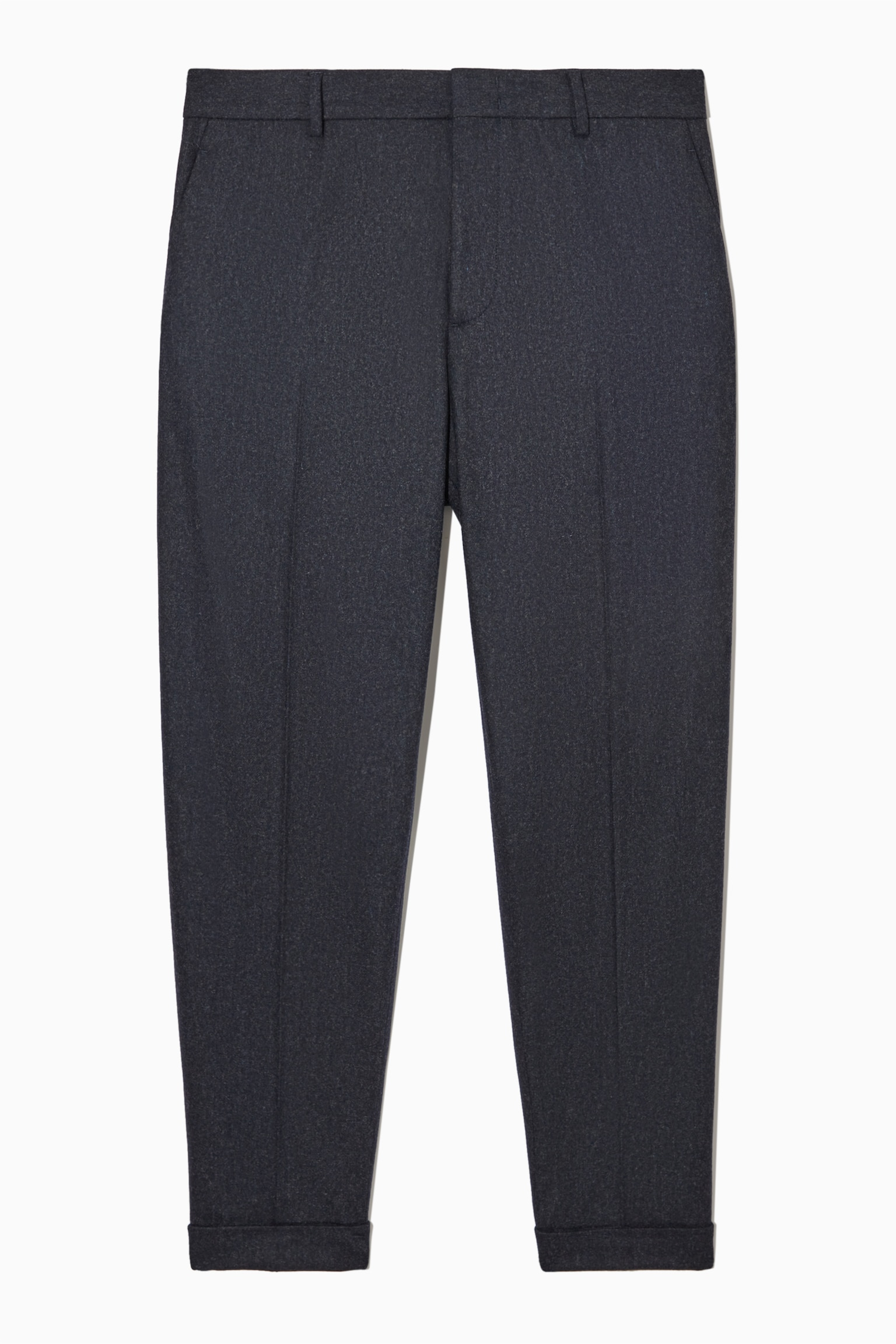 TURN-UP TAPERED WOOL TROUSERS - NAVY/BLACK