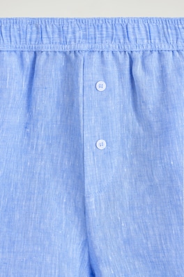 CONTRAST-PIPED LINEN SHORTS — BLUE MÉLANGE 5