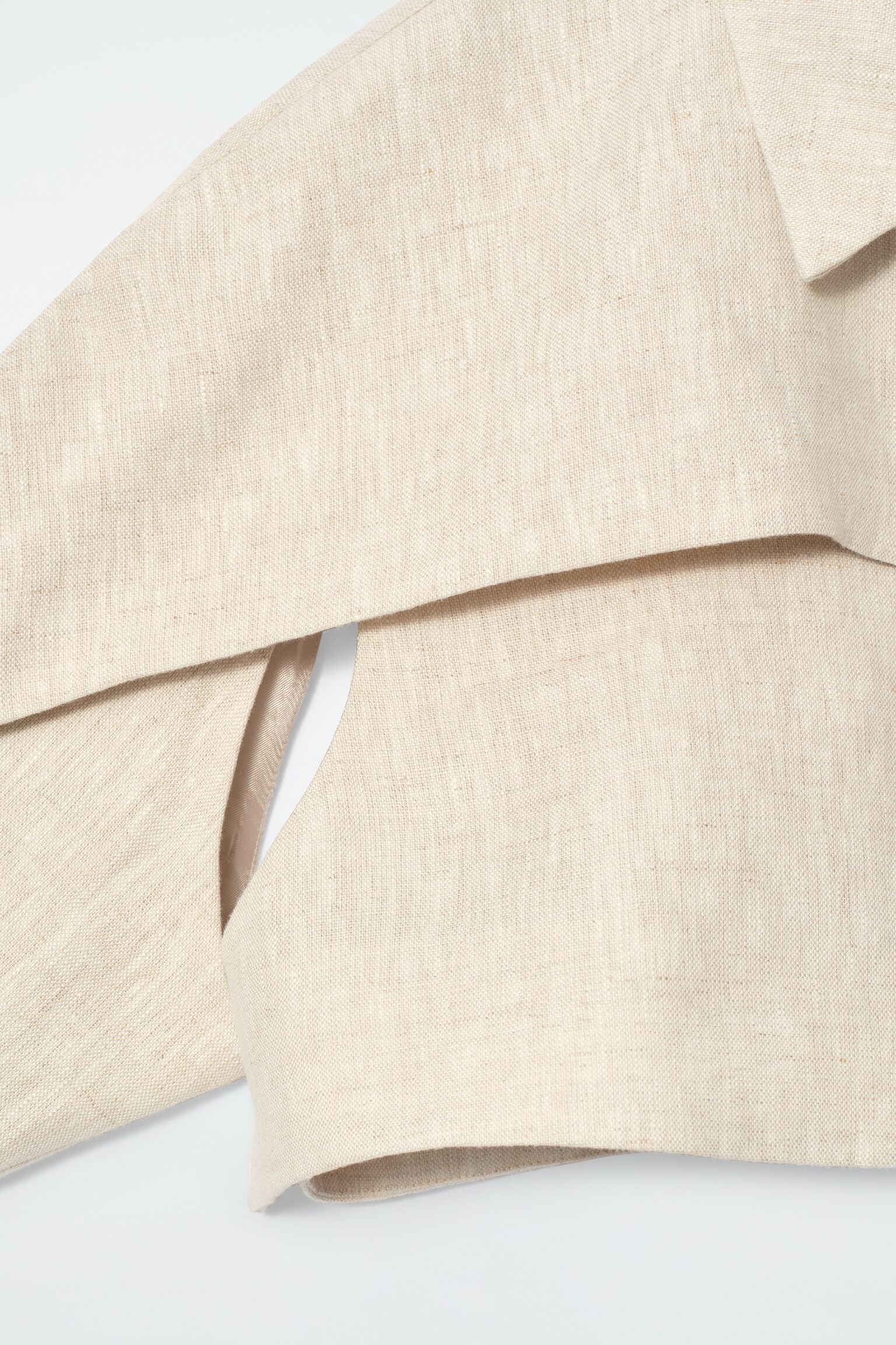 CROPPED LINEN JACKET - LIGHT BEIGE - 7