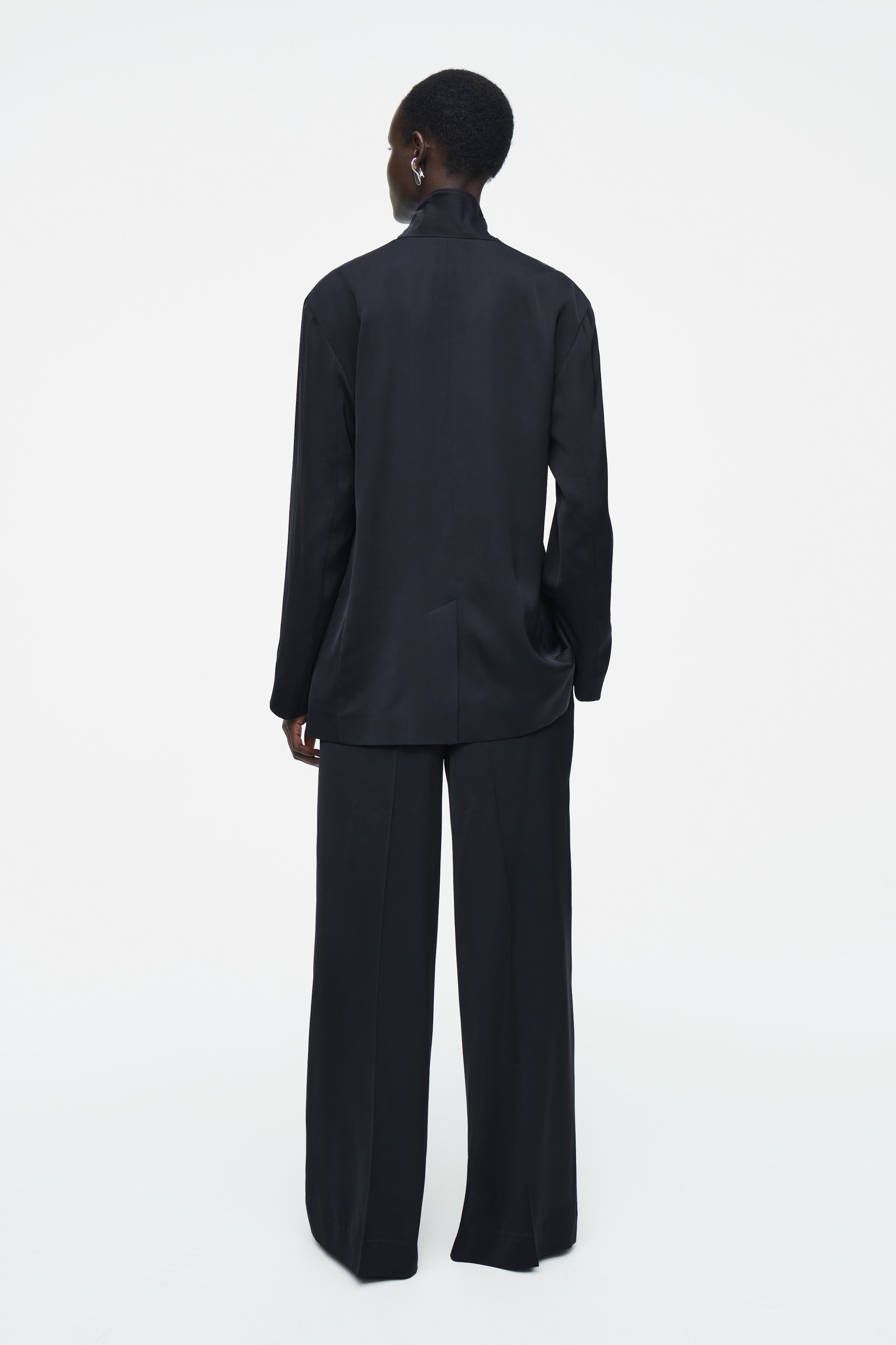 TAILORED SATIN WIDE-LEG PANTS