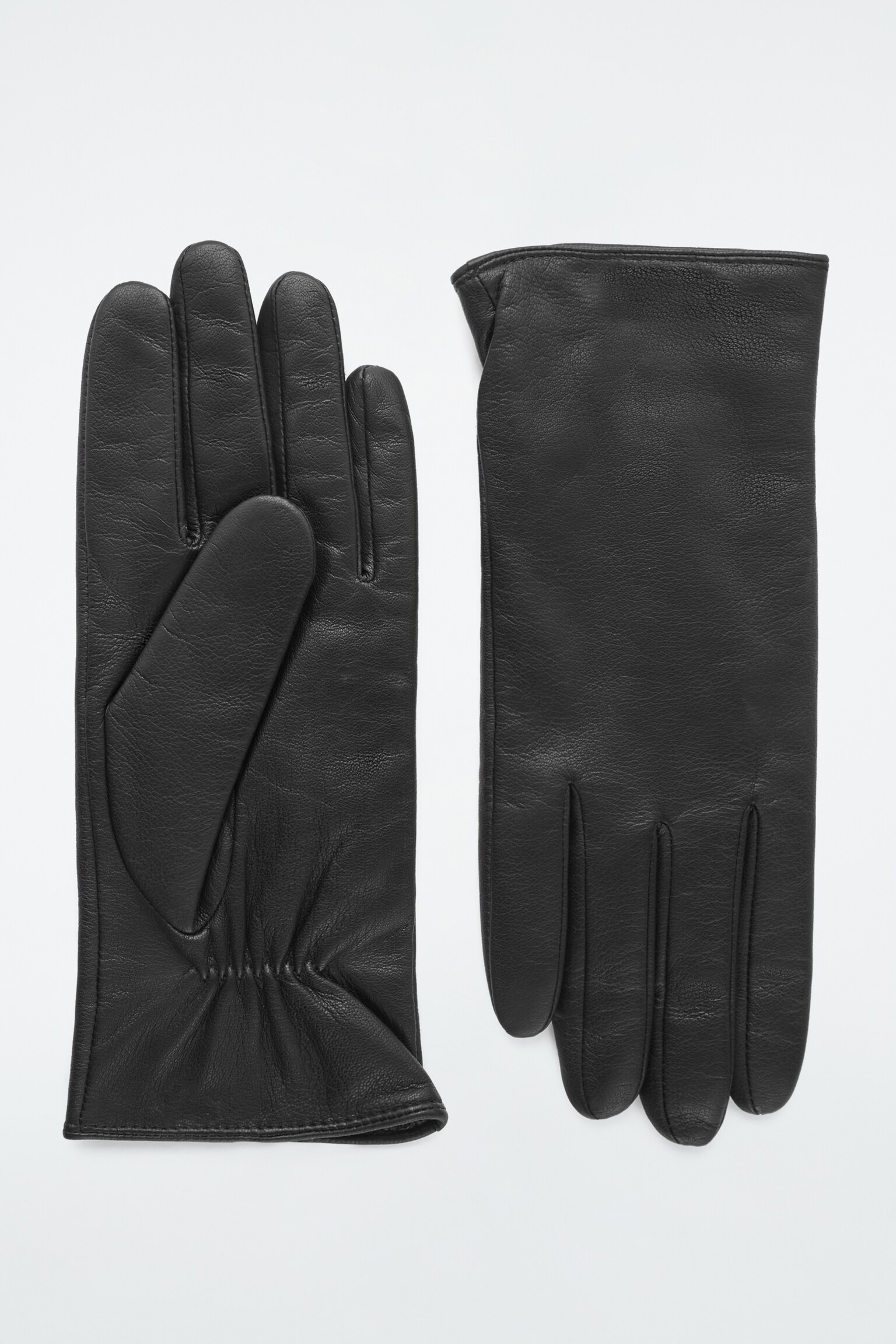 CASHMERE-LINED LEATHER GLOVES - BLACK/DARK GREEN - 1