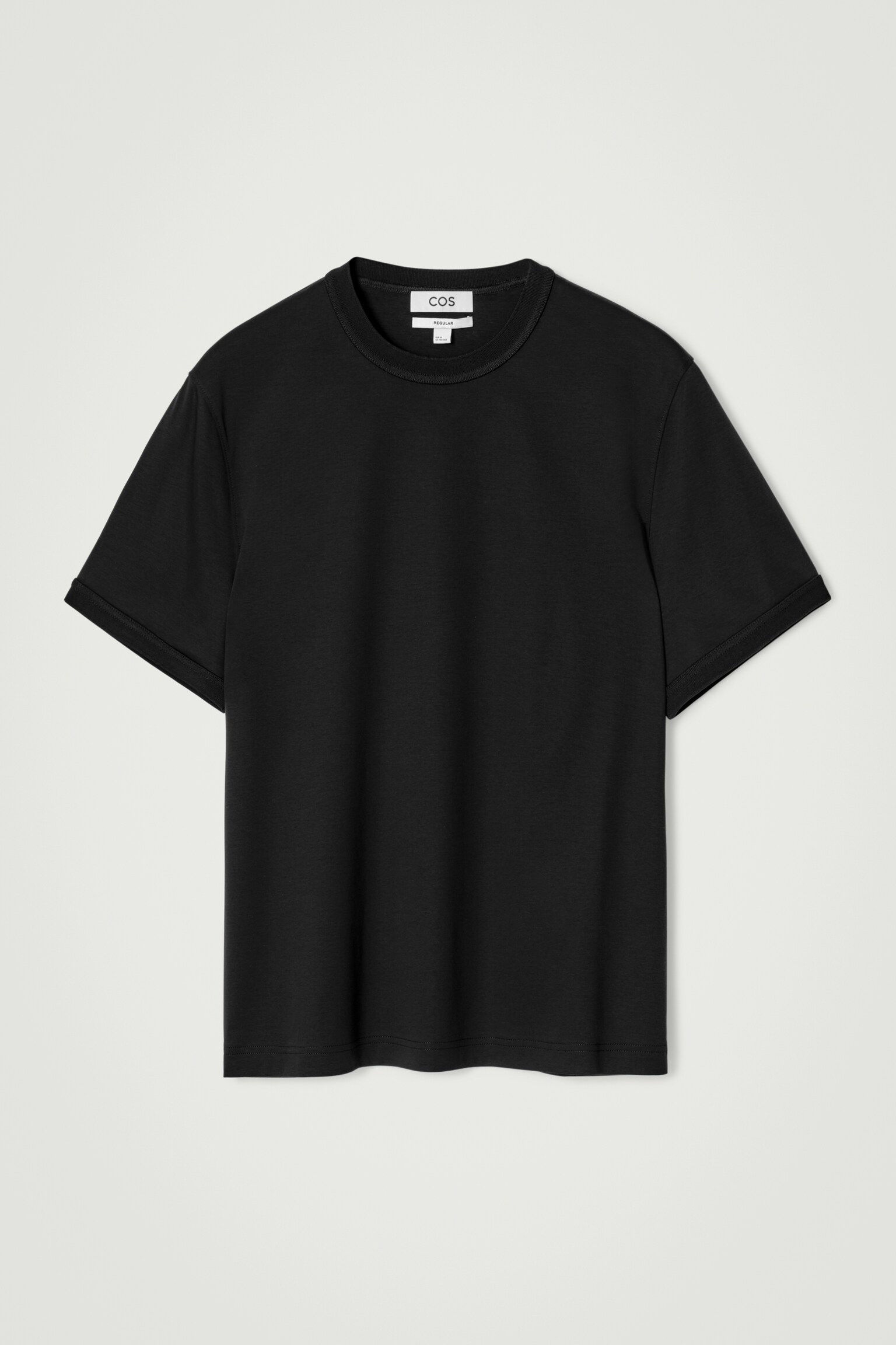 CAMISETA DE ALGODÓN MERCERIZADO REGULAR FIT - NEGRO/TOPO OSCURO - 2