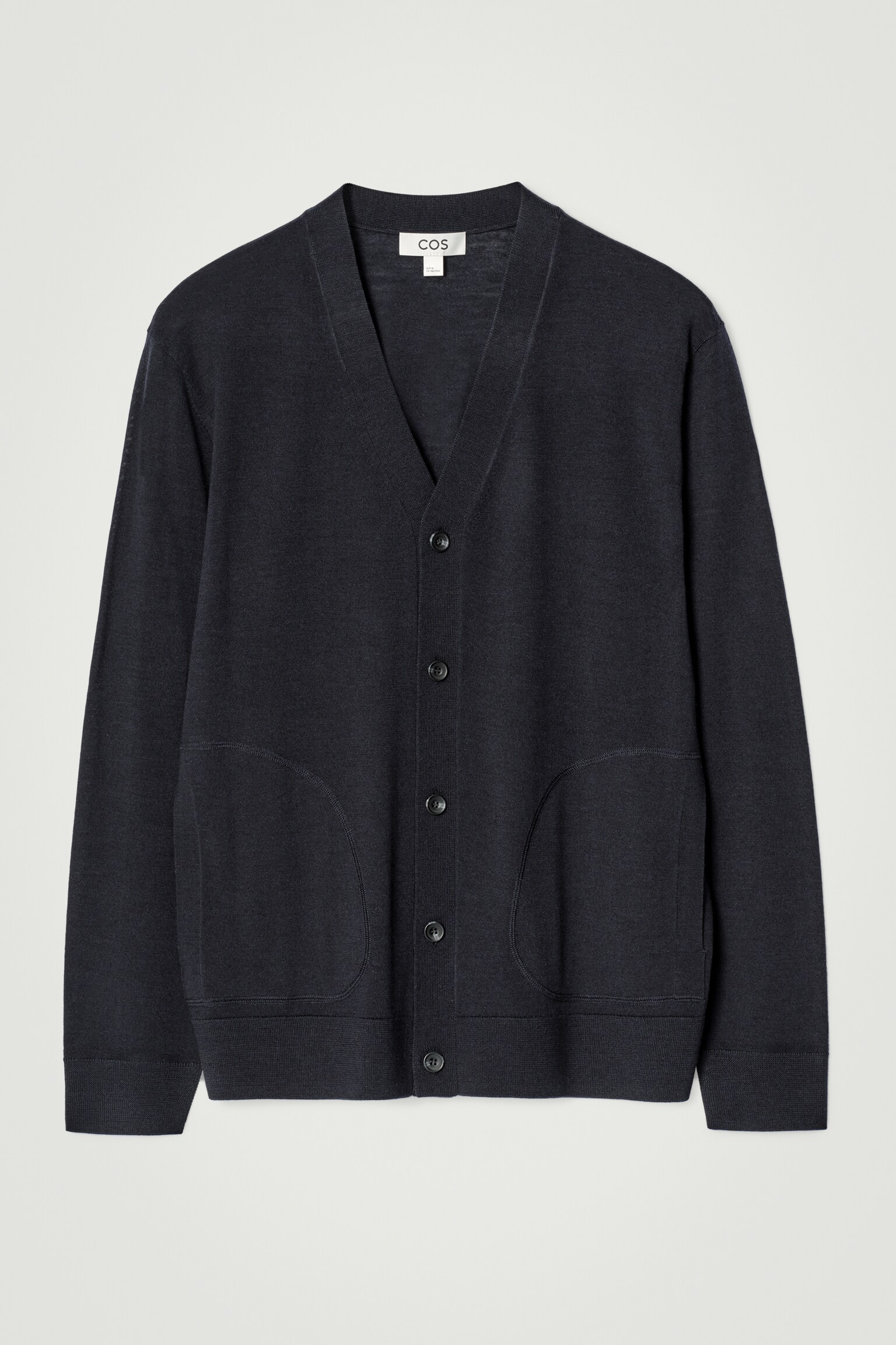 MERINO WOOL V-NECK CARDIGAN - NAVY