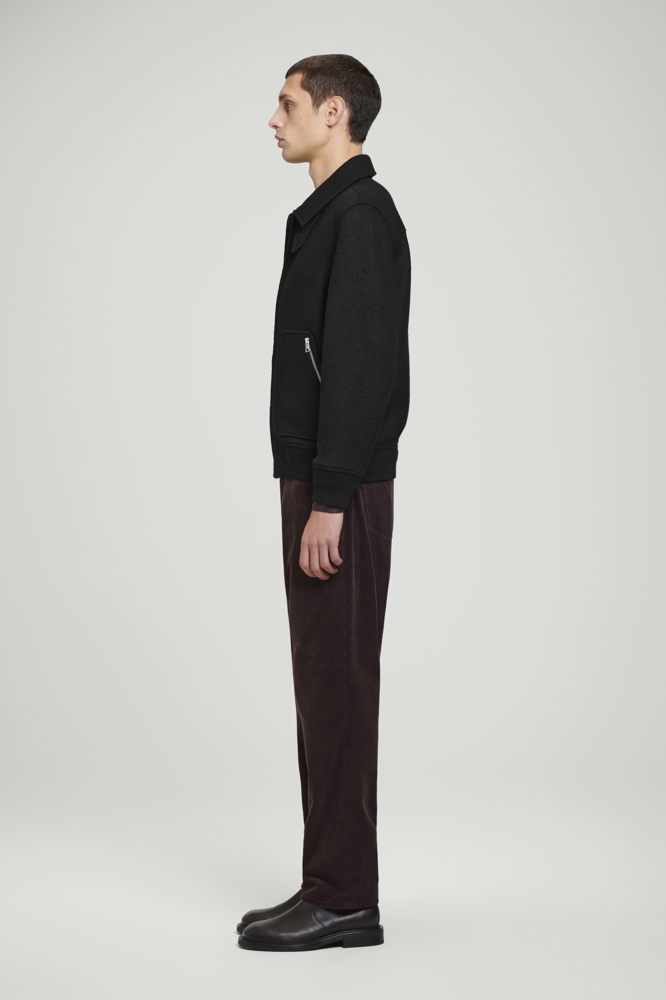 BOILED MERINO WOOL AVIATOR JACKET