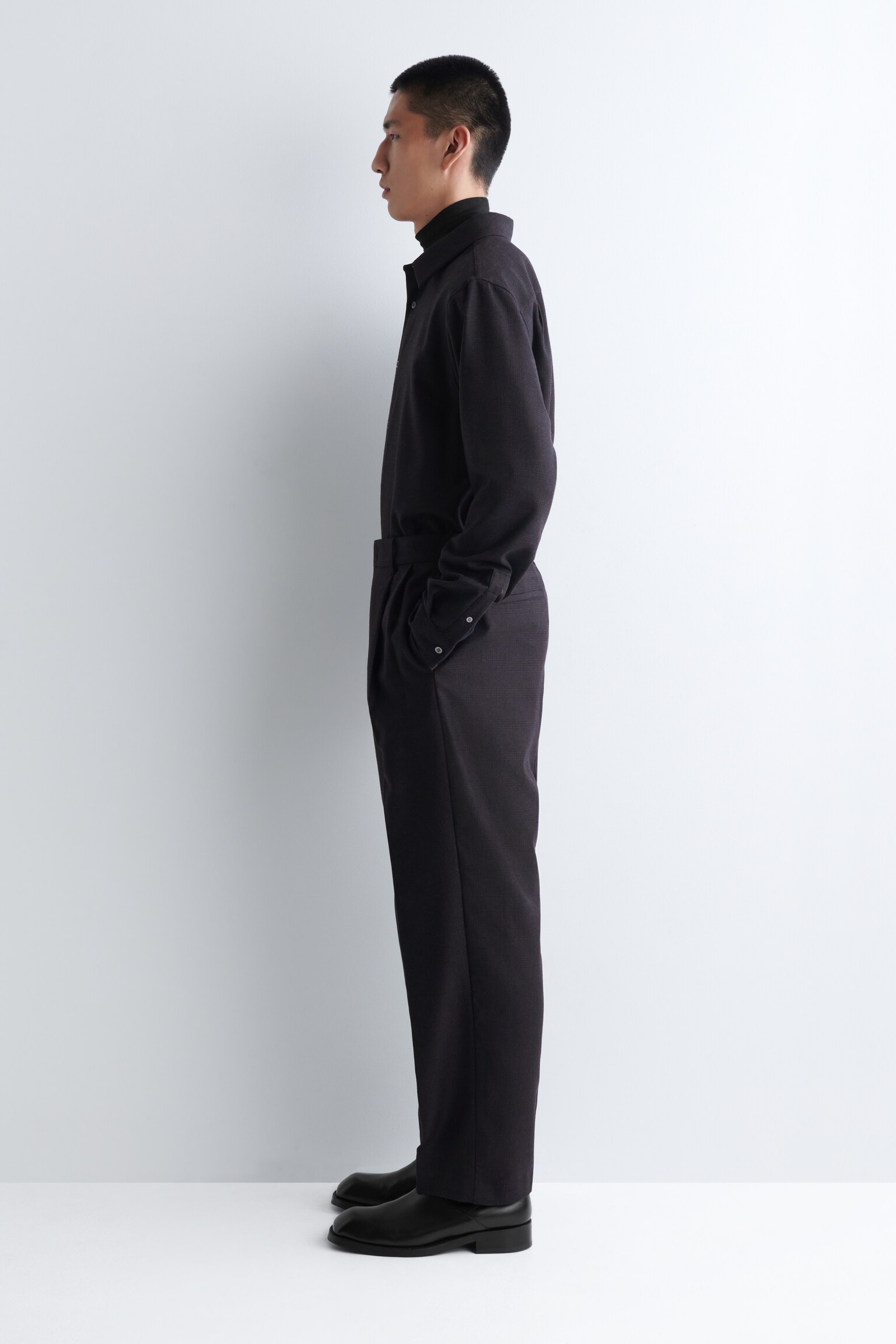 PLEATED WOOL STRAIGHT-LEG TROUSERS - GRIS/A CUADROS/GRIS MARENGO JASPEADO - 8