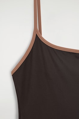 CONTRAST-TRIMMED SWIMSUIT — BROWN / TERRACOTTA 4