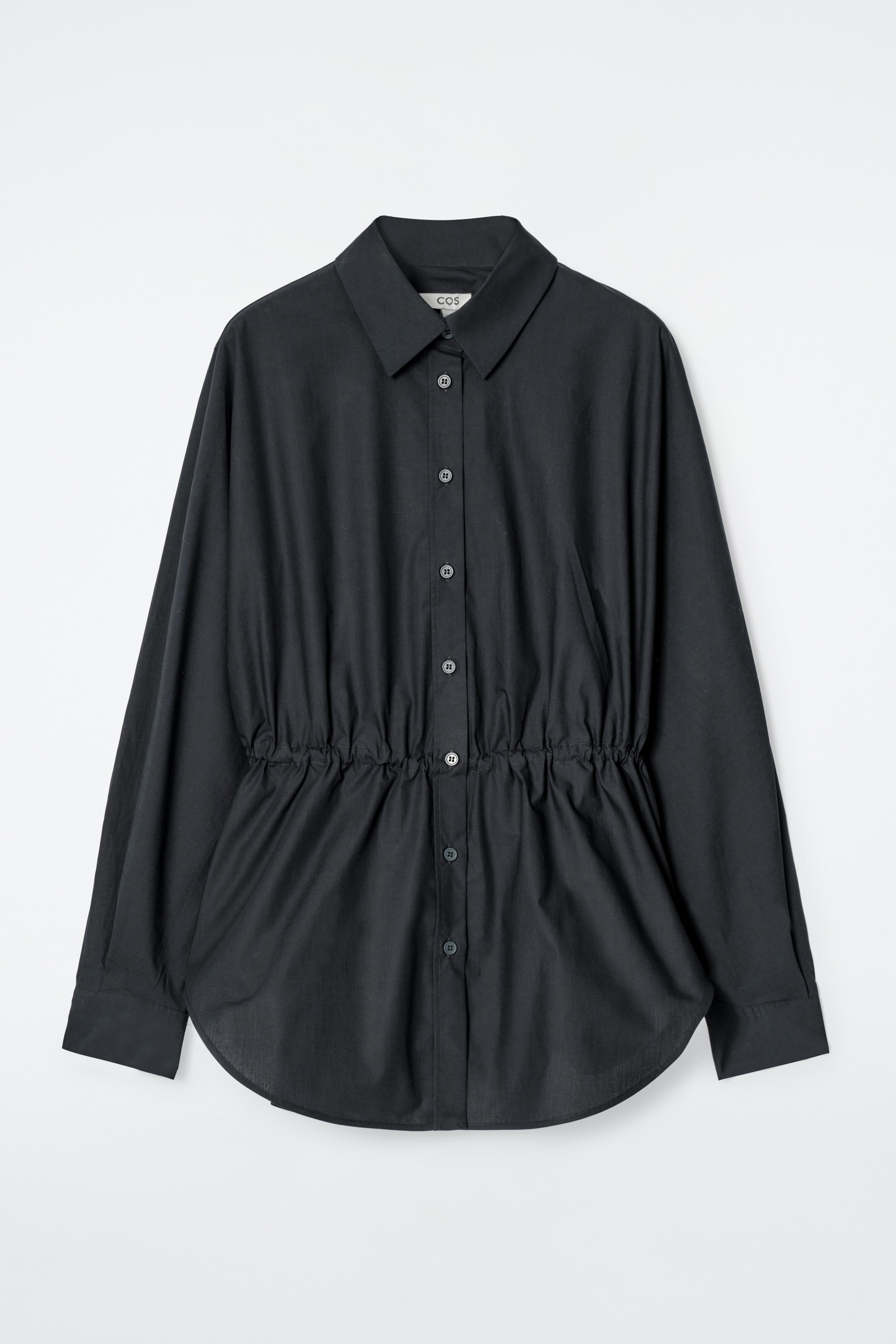 CAMICIA CON COULISSE IN VITA - BLU NAVY/CREMA