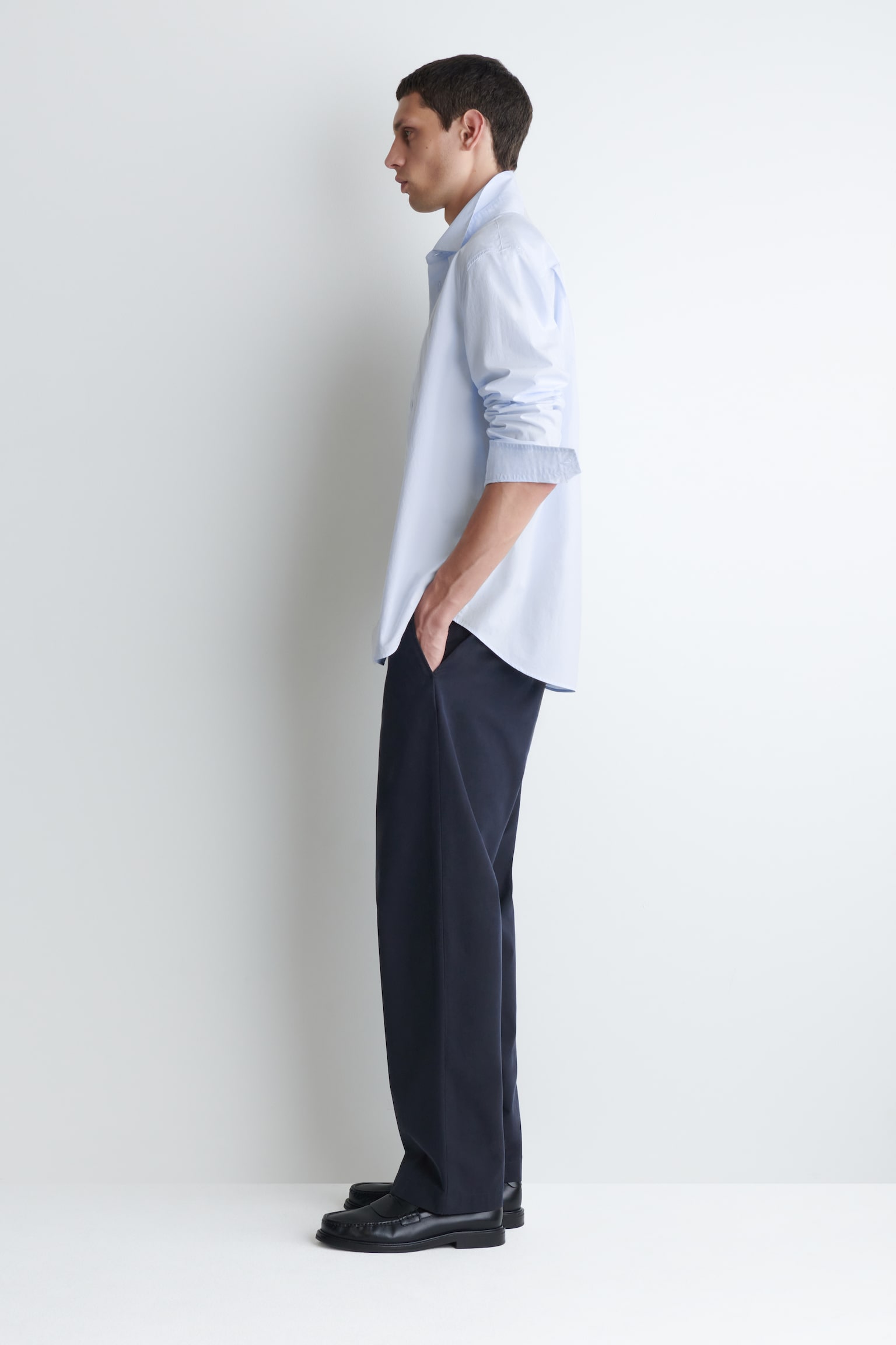 RELAXED PIMA COTTON-POPLIN SHIRT - LIGHT BLUE/WHITE/BLUE - 4
