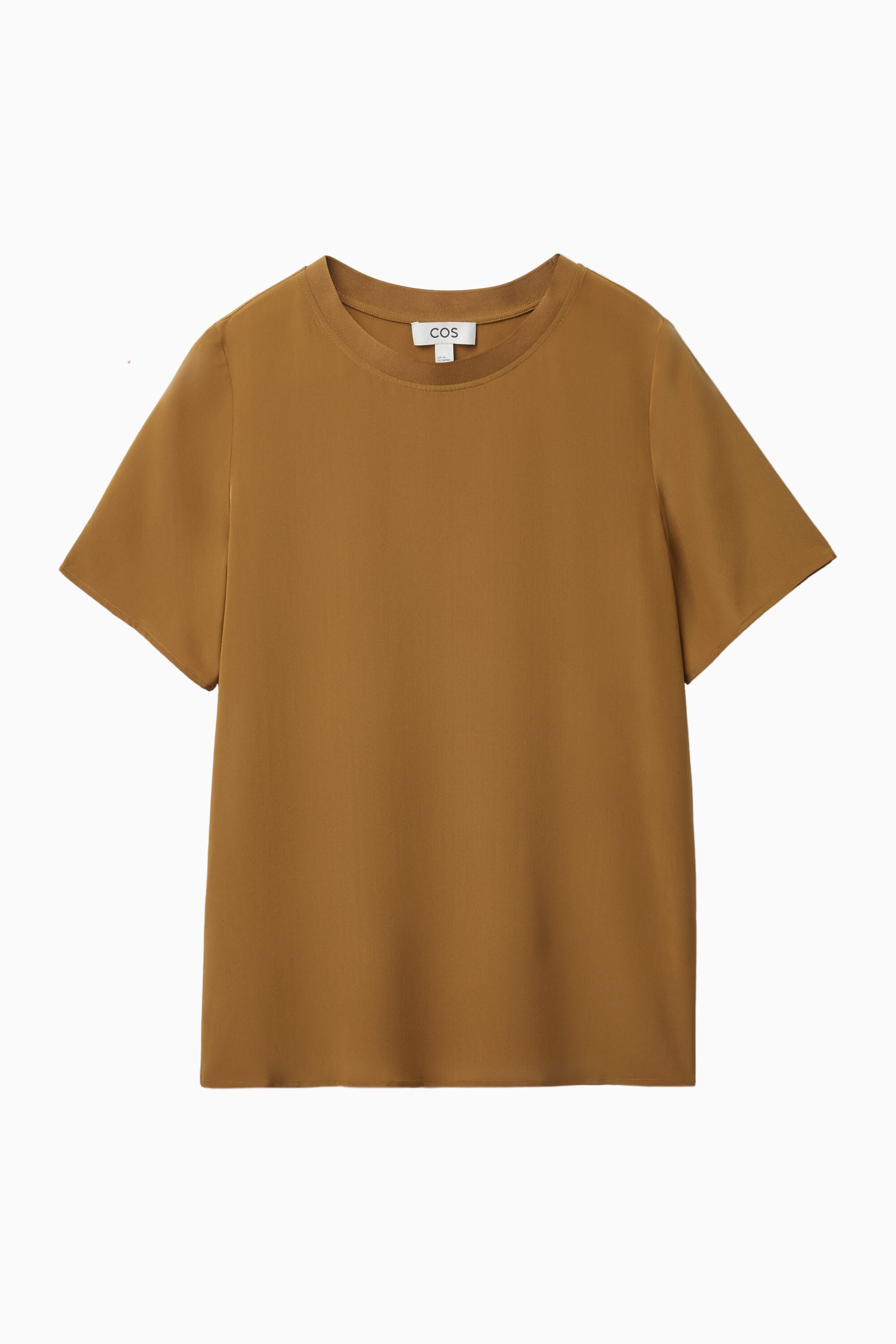トップス OVY Pigment Dyed Relax FitT-shirts brown RELAXED-FIT SILK T-SHIRT - BROWN | COS