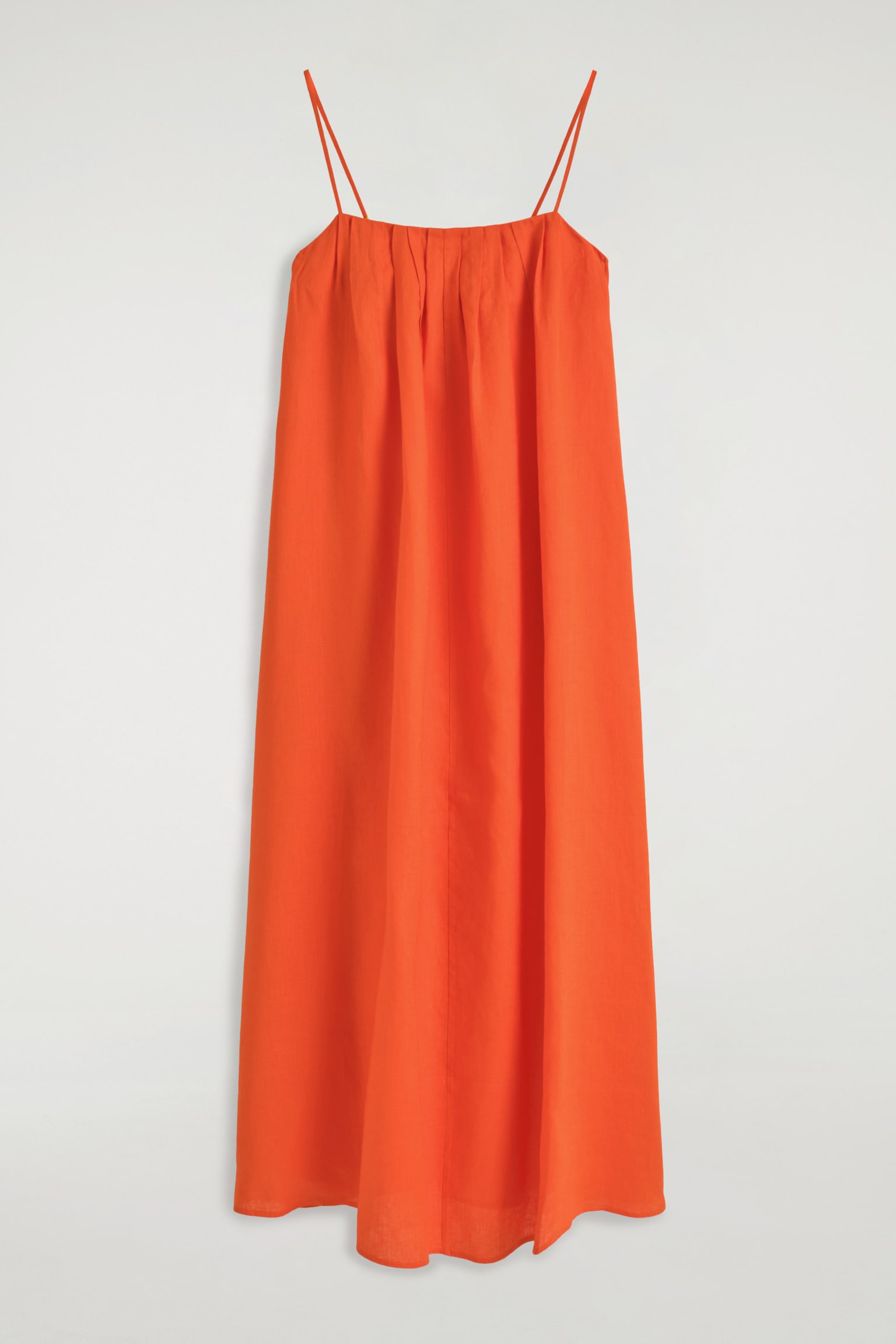 VESTIDO LARGO PLISADO DE LINO - NARANJA/NEGRO - 2