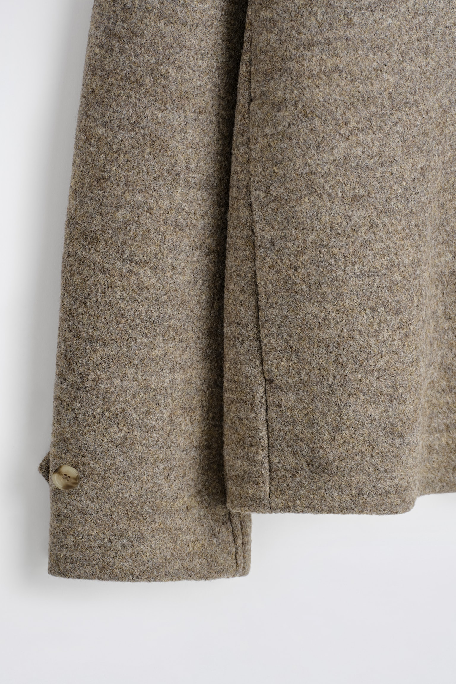 VESTE À COL CÔTELÉ EN LAINE BOUILLIE - TAUPE - 4