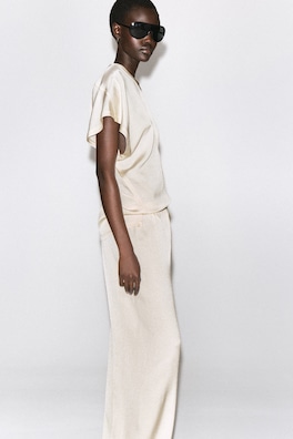 ELASTICATED CREPE STRAIGHT-LEG PANTS — IVORY 3