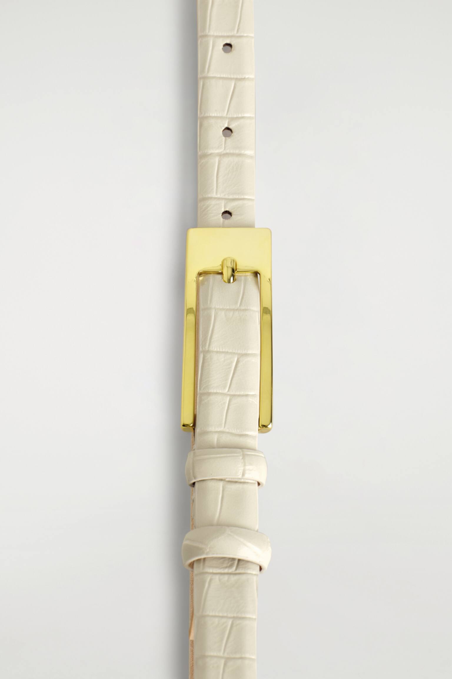 LEDERGÜRTEL MIT LÄNGLICHER SCHNALLE - ELFENBEIN/KROKODILOPTIK/SCHWARZ - 4