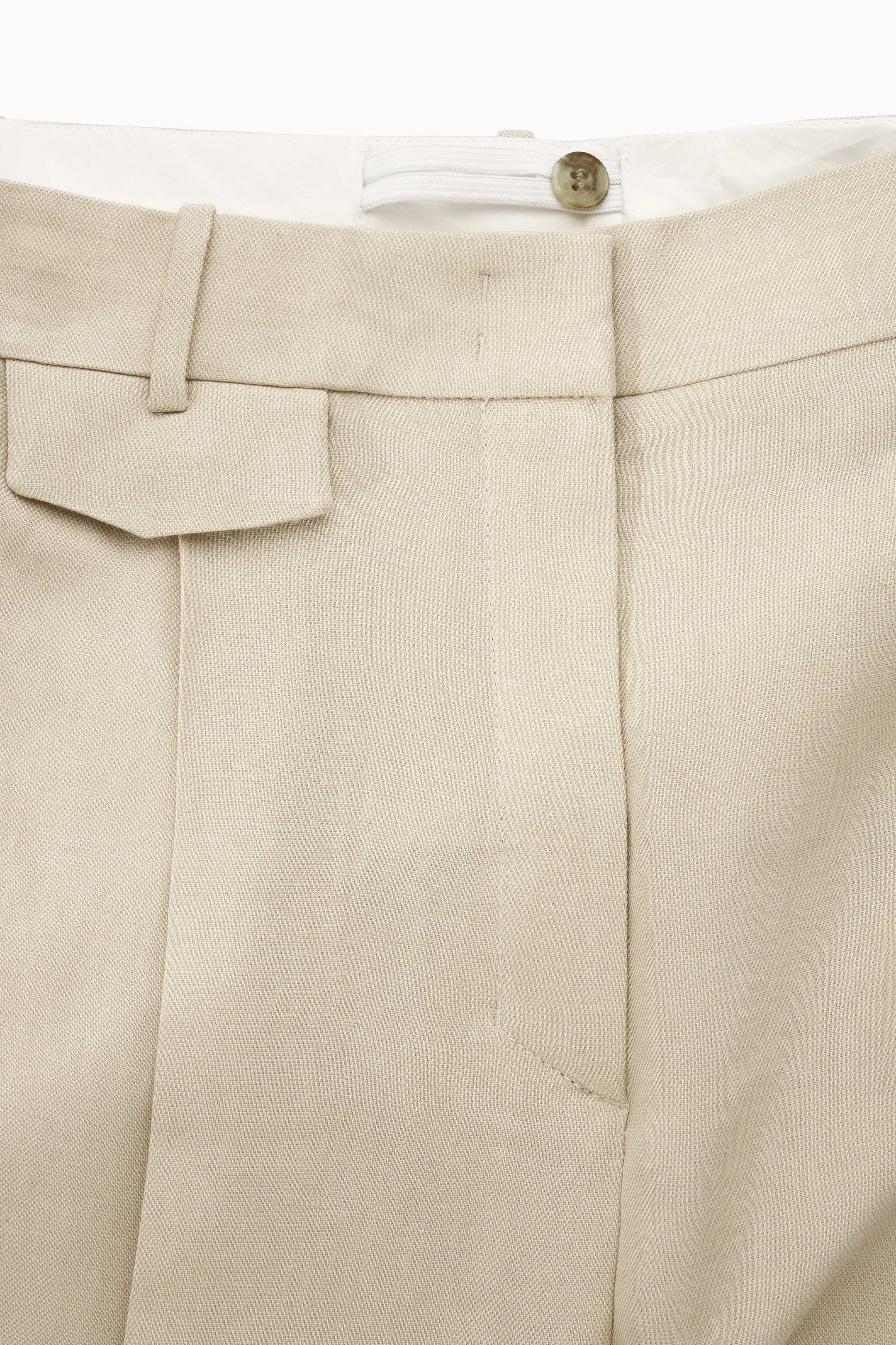 RELAXED LINEN-BLEND WIDE-LEG TROUSERS