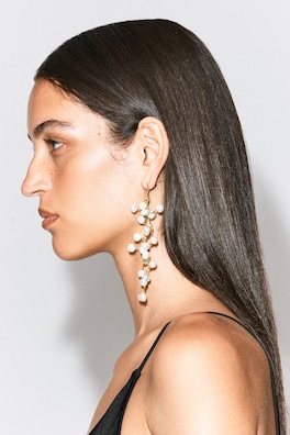ASYMMETRIC CASCADING FRESHWATER PEARL EARRINGS — GOLD 2