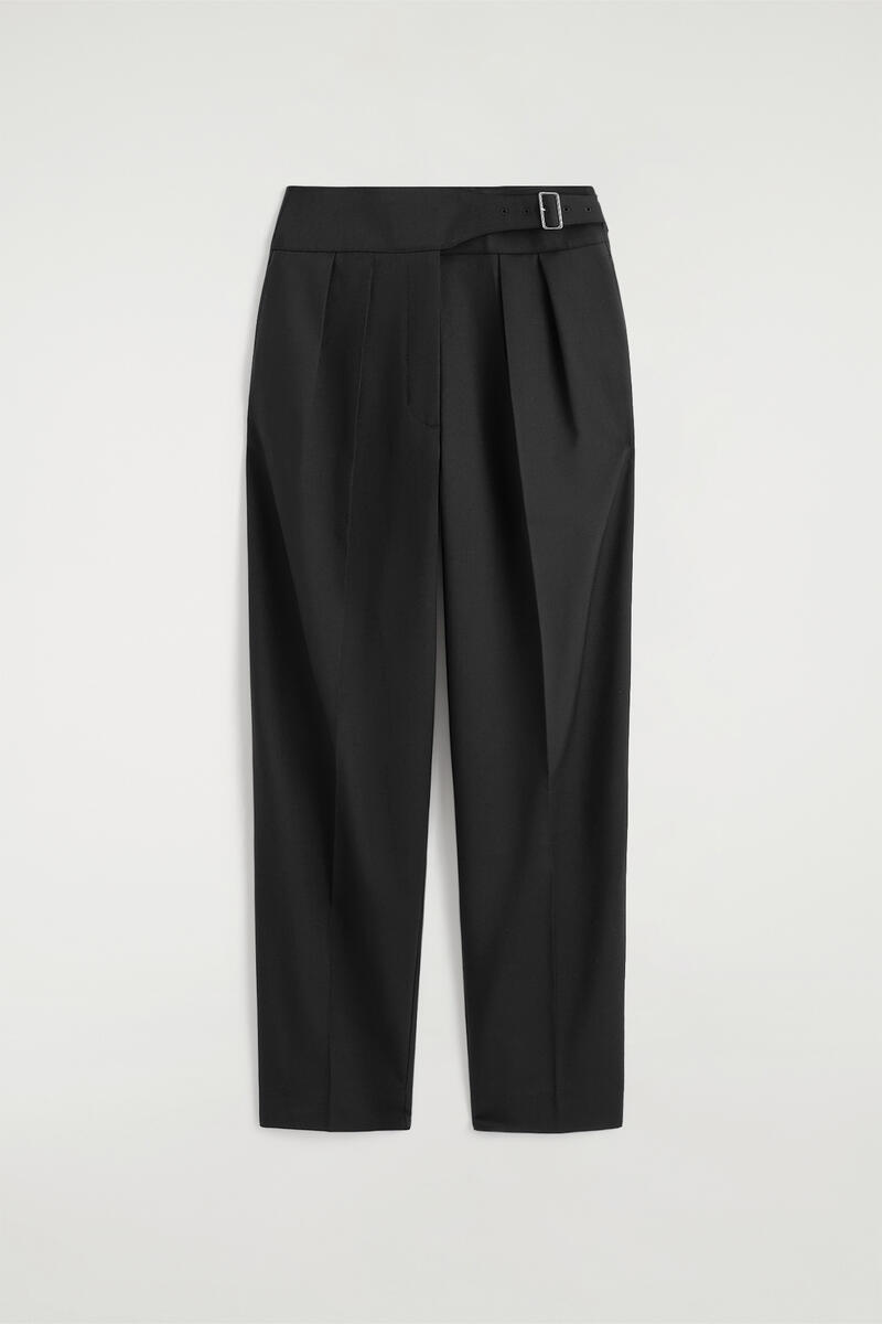 Cummerbund-Waist Barrel-Leg Pants