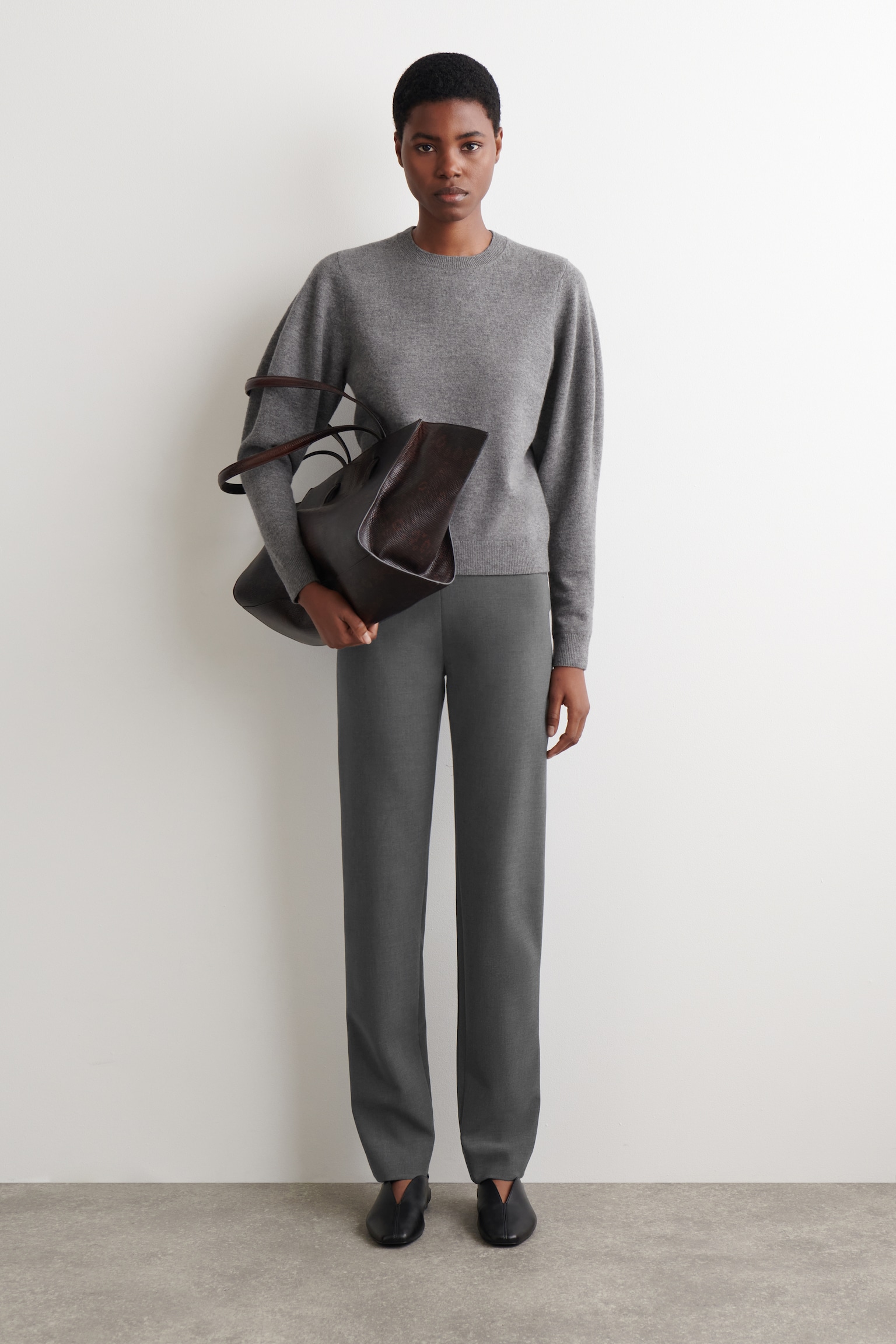 PANTALON DROIT SLIM - GRIS - 1