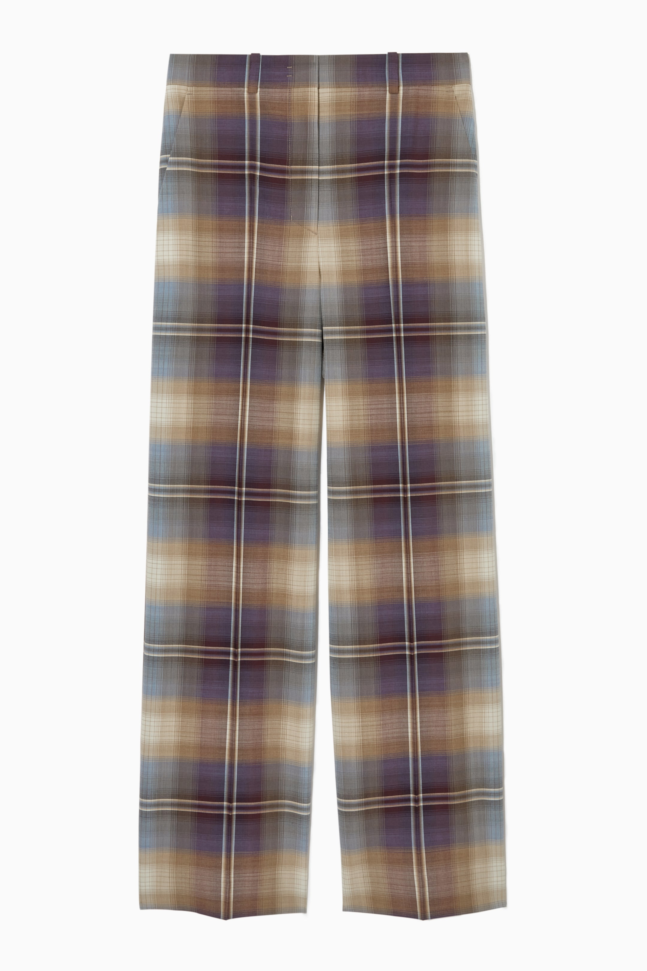 View larger image: WIDE-LEG CHECKED WOOL-BLEND TROUSERS - LIGHT BLUE / BEIGE / CHECKED - Ladies | H&M GB 1