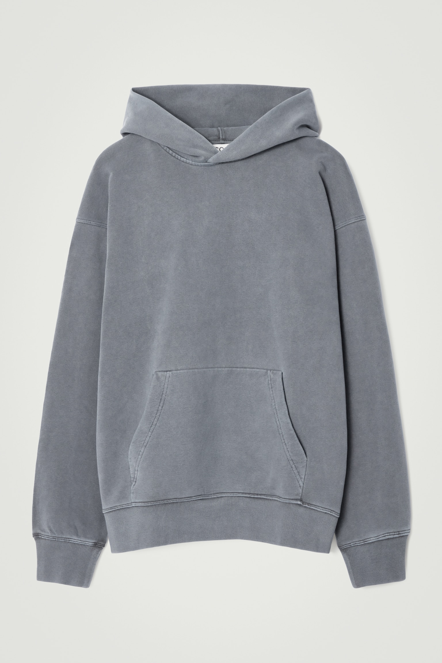 SUDADERA CON CAPUCHA DE PUNTO DE ALGODÓN LAVADO - AZUL/TOPO/AZUL - 2