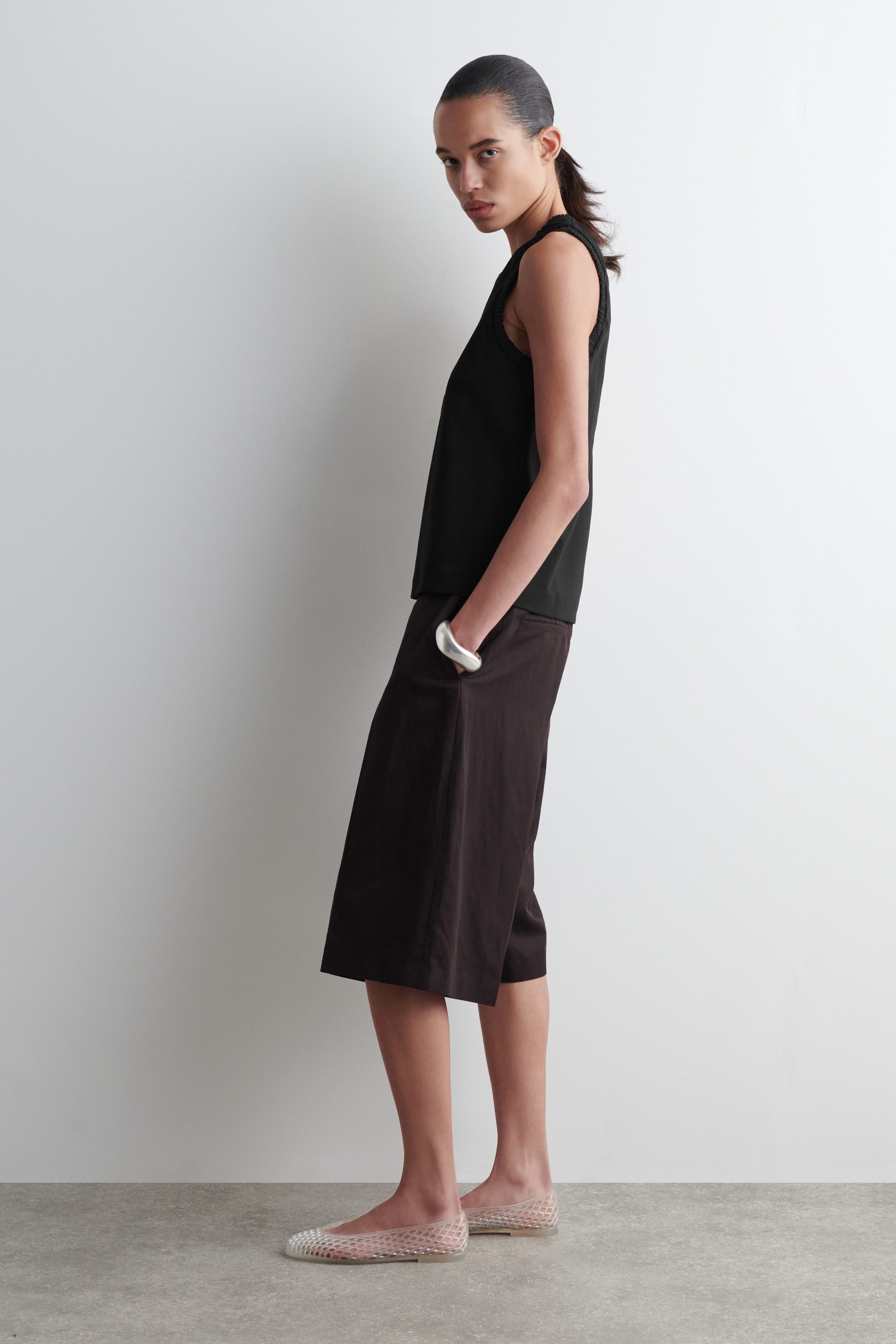 GATHERED COTTON TANK TOP