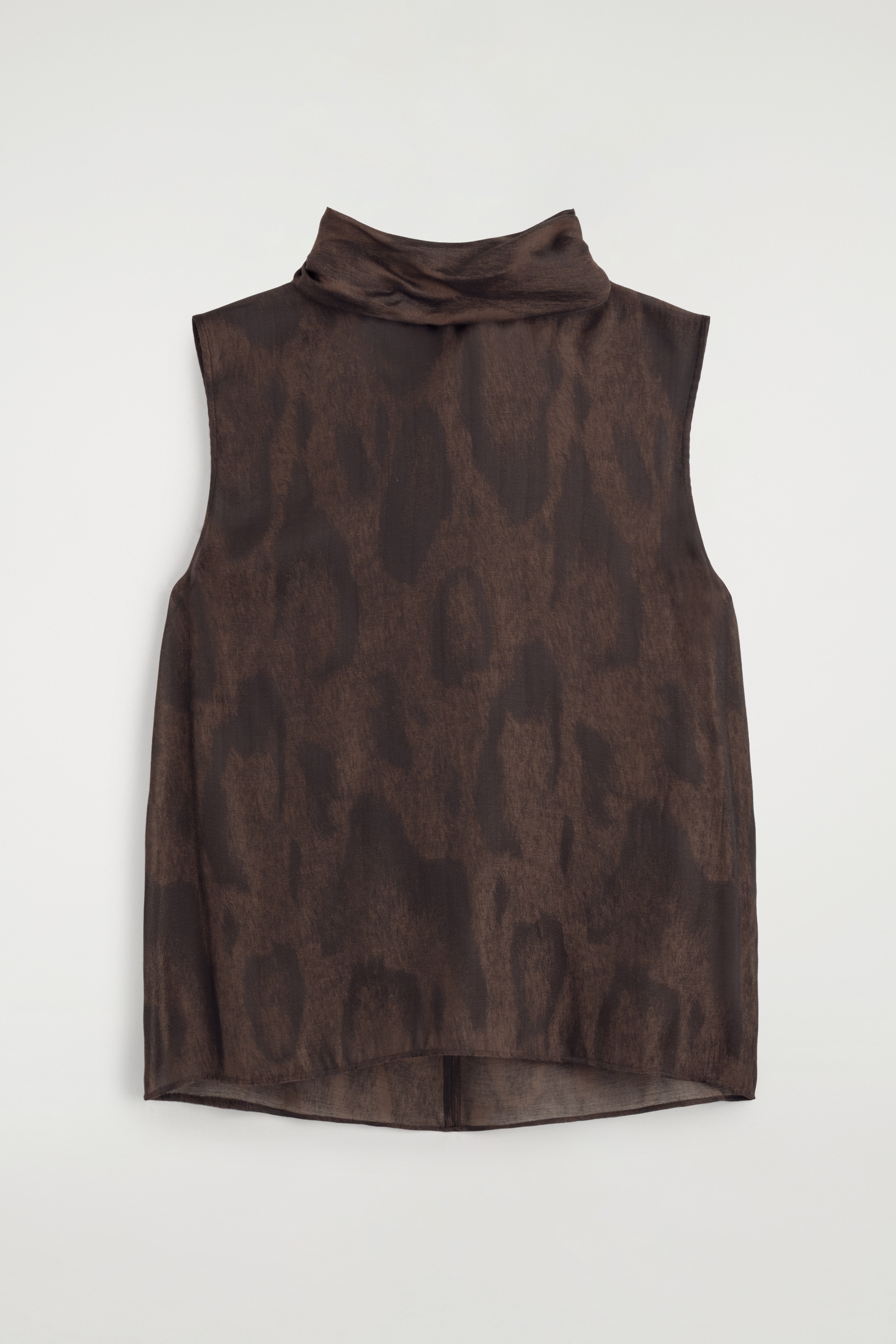 BLUSA JACQUARD ANIMALIER CON DETTAGLIO FOULARD - MARRONE / EFFETTO ANIMALIER