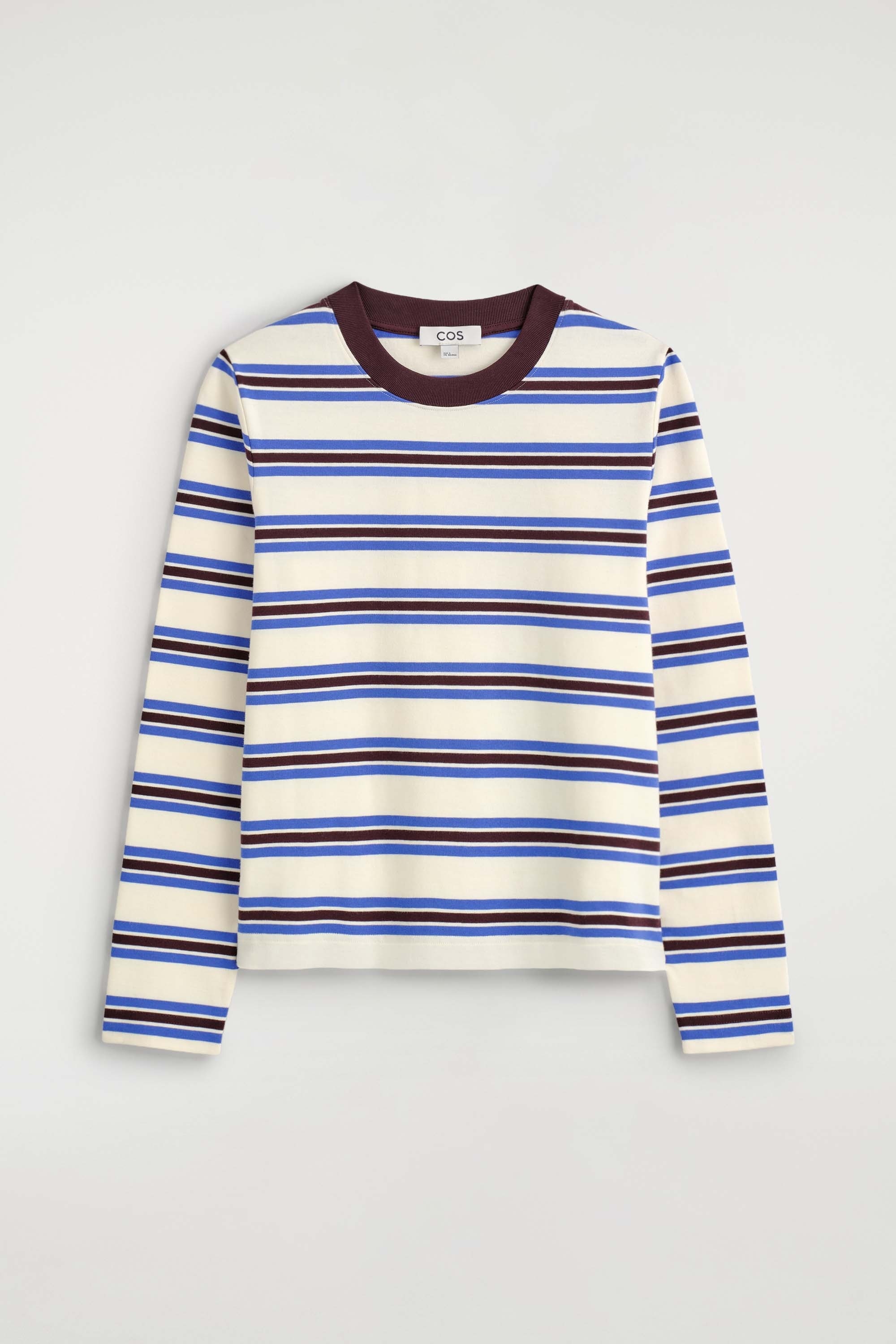 T-SHIRT À MANCHES LONGUES ÉPURÉ - BLANC / BLEU / RAYURES/BLANC/VIOLET/NOIR/BLEU MARINE/BRUN / RAYURES/ROUGE