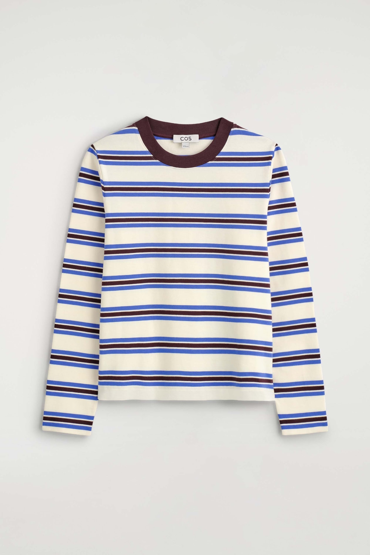 CLEAN CUT LONG-SLEEVED T-SHIRT — WHITE / BLUE / STRIPED