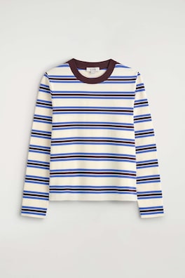 CLEAN CUT LONG-SLEEVED T-SHIRT — WHITE / BLUE / STRIPED 8